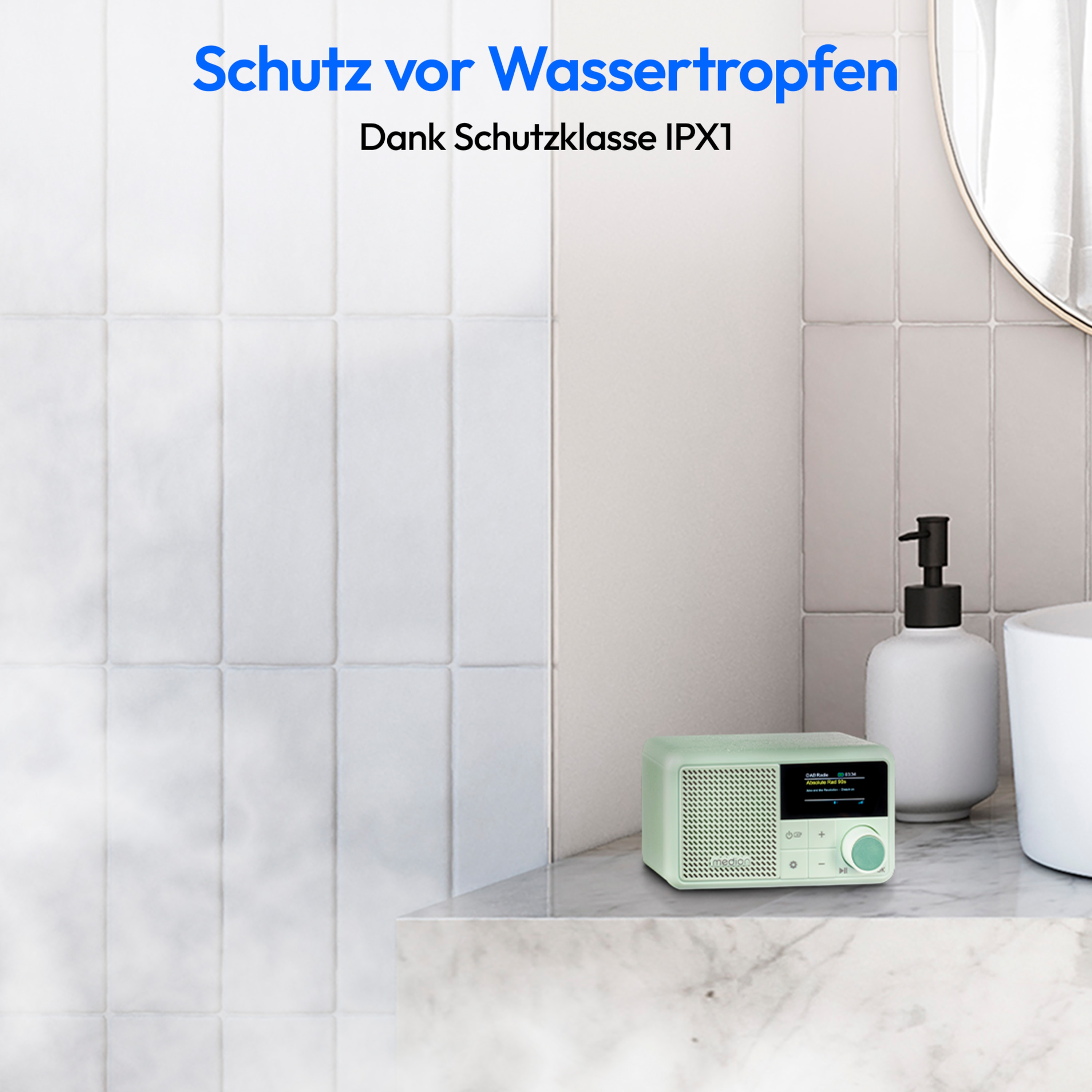 MEDION® LIFE® S66822 Tragbares DAB+ Radio, Farb-TFT Display 3,73 cm (1,47''), DAB+/UKW-Radio (je 40 Senderspeicher), Bluetooth® 5.3, integrierter Akku, extra kompakt, 2 W RMS