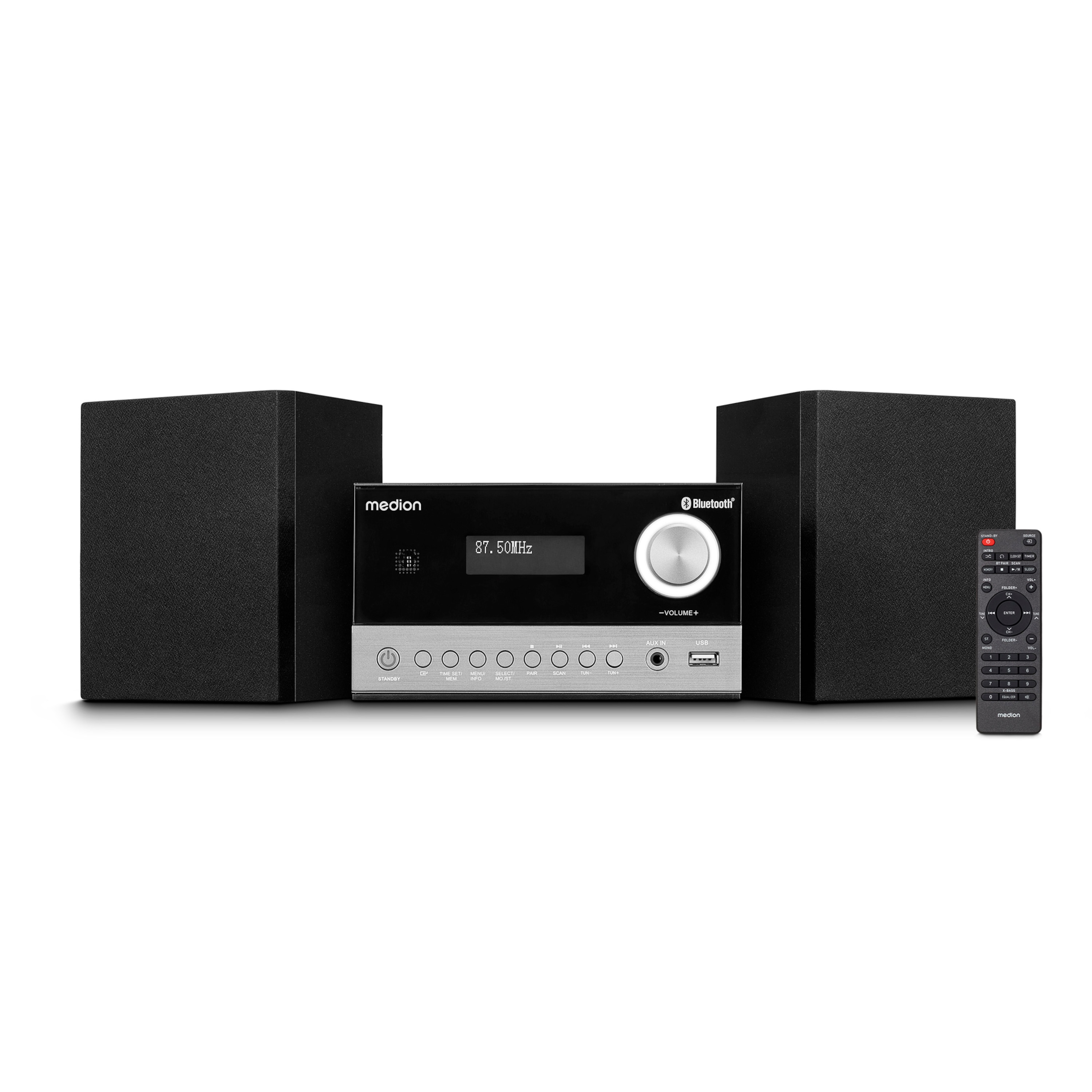 MEDION LIFE Micro-Audio-System, DAB+/PLL-UKW Radio, je 30 Senderspeicher, LCD-Display, Musikwiedergabe via Bluetooth 5.3 oder USB-Stick, CD-Player, 2