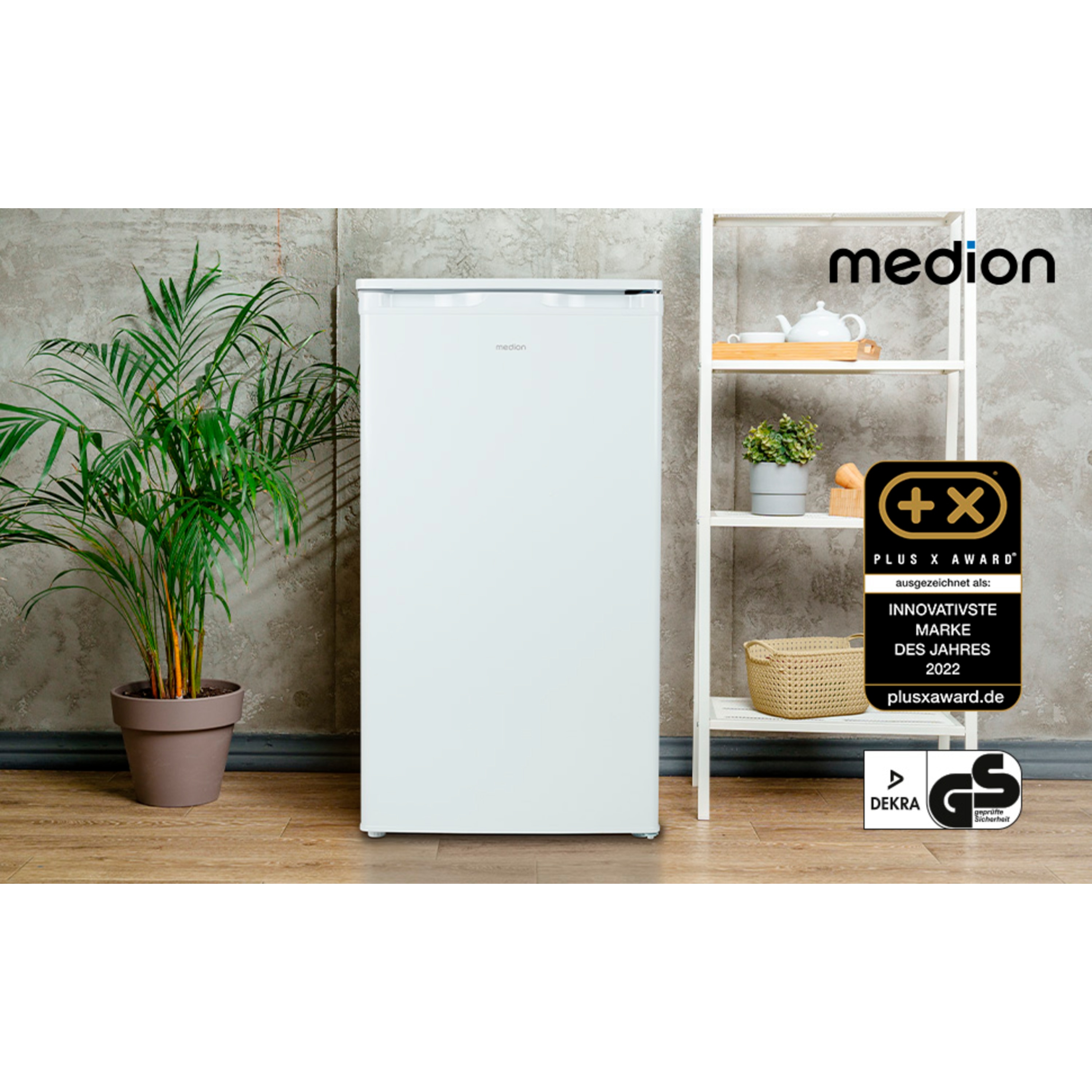 MEDION® LIFE® Gefrierschrank MD 37688, 64 l Volumen, mechanische Temperatureinstellung, wechselbarer Türanschlag, 3 Schubladen