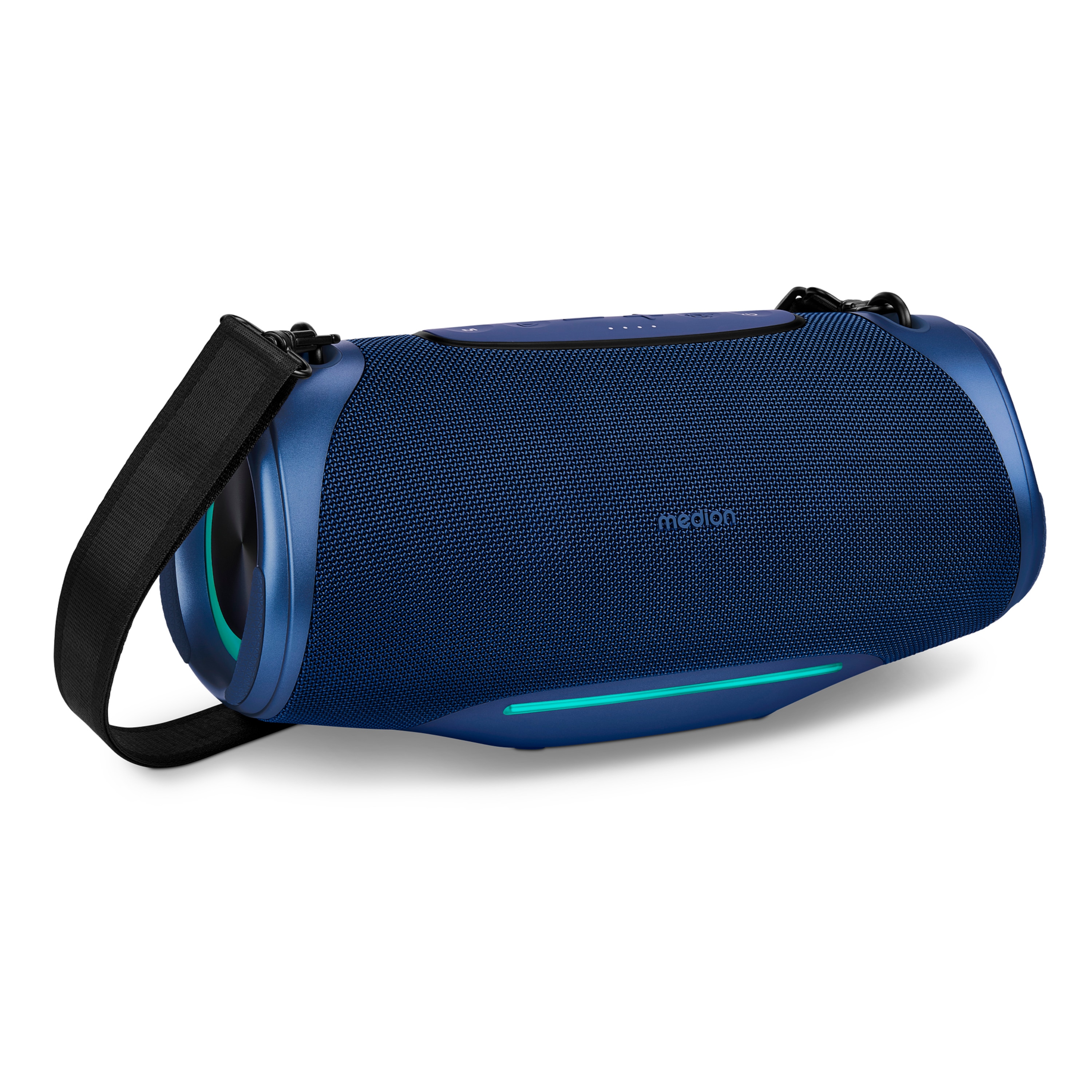 MEDION® LIFE® P61762 Tragbarer Bluetooth® Lautsprecher L, Dual Illuminated & Lightstrip (RGB-Lichteffekte), Bluetooth® 5.3, integrierter Akku mit bis zu 47 Stunden Laufzeit, robustes & mobiles Design, 2 x 25 W RMS