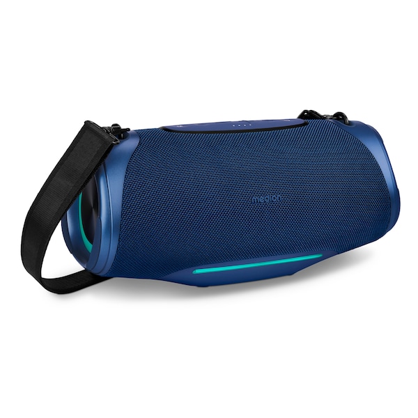 MEDION® LIFE P61762 Tragbarer Bluetooth® Lautsprecher L blau, Dual Illuminated & Lightstrip (RGB-Lichteffekte), Bluetooth® 5.3, integrierter Akku mit bis zu 47 Stunden Laufzeit, robustes & mobiles Design, 2 x 25 W RMS