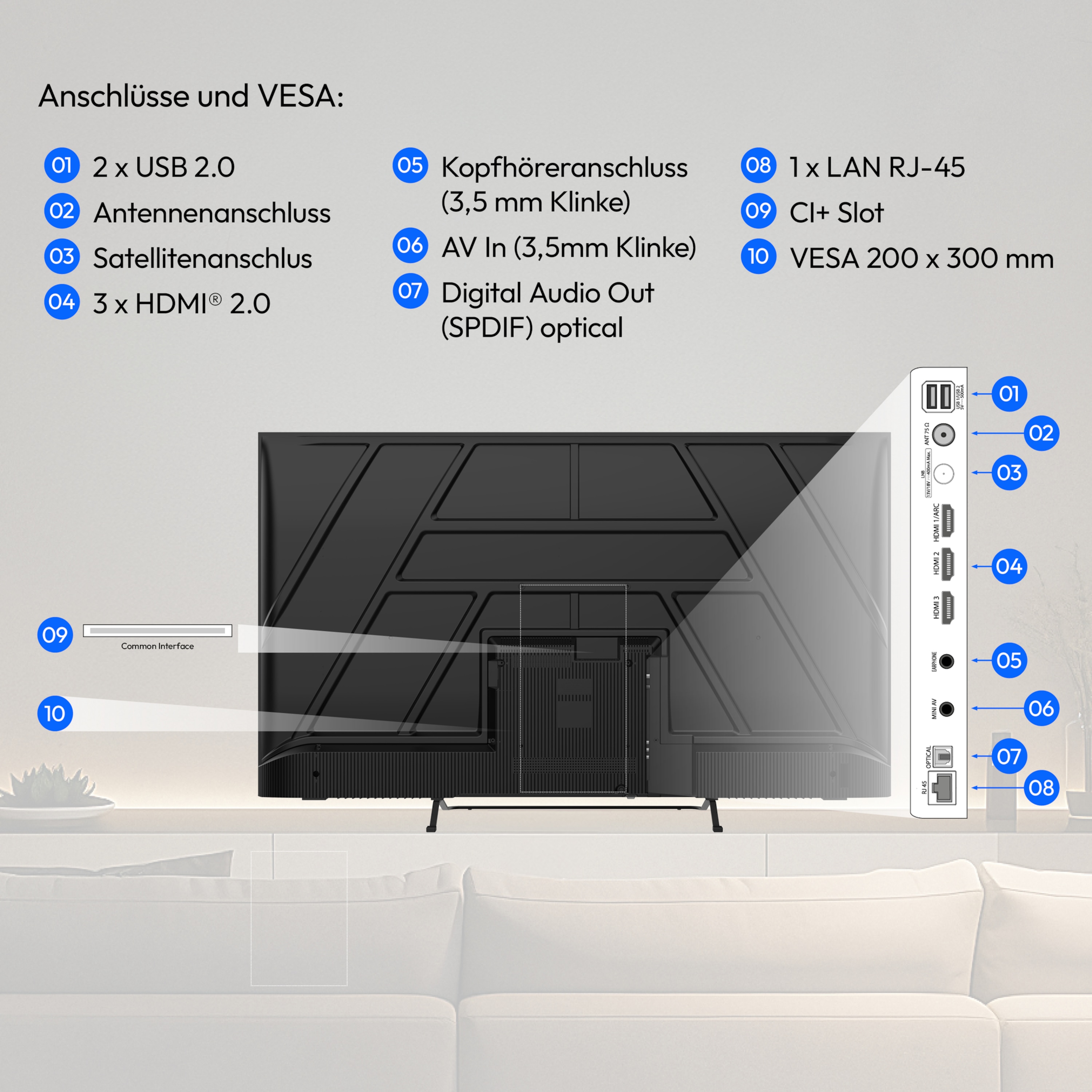 MEDION® LIFE MD 850602 QLED Smart-TV (2026), 125,7 cm (50'') Ultra HD Display, HDR, Dolby Vision®, MEMC, Bluetooth®, PVR ready, HBO Max, MagentaTV, NETFLIX, Prime Video, Disney+, DAZN, Paramount+ App, VIDAA App Store, Dolby Atmos®