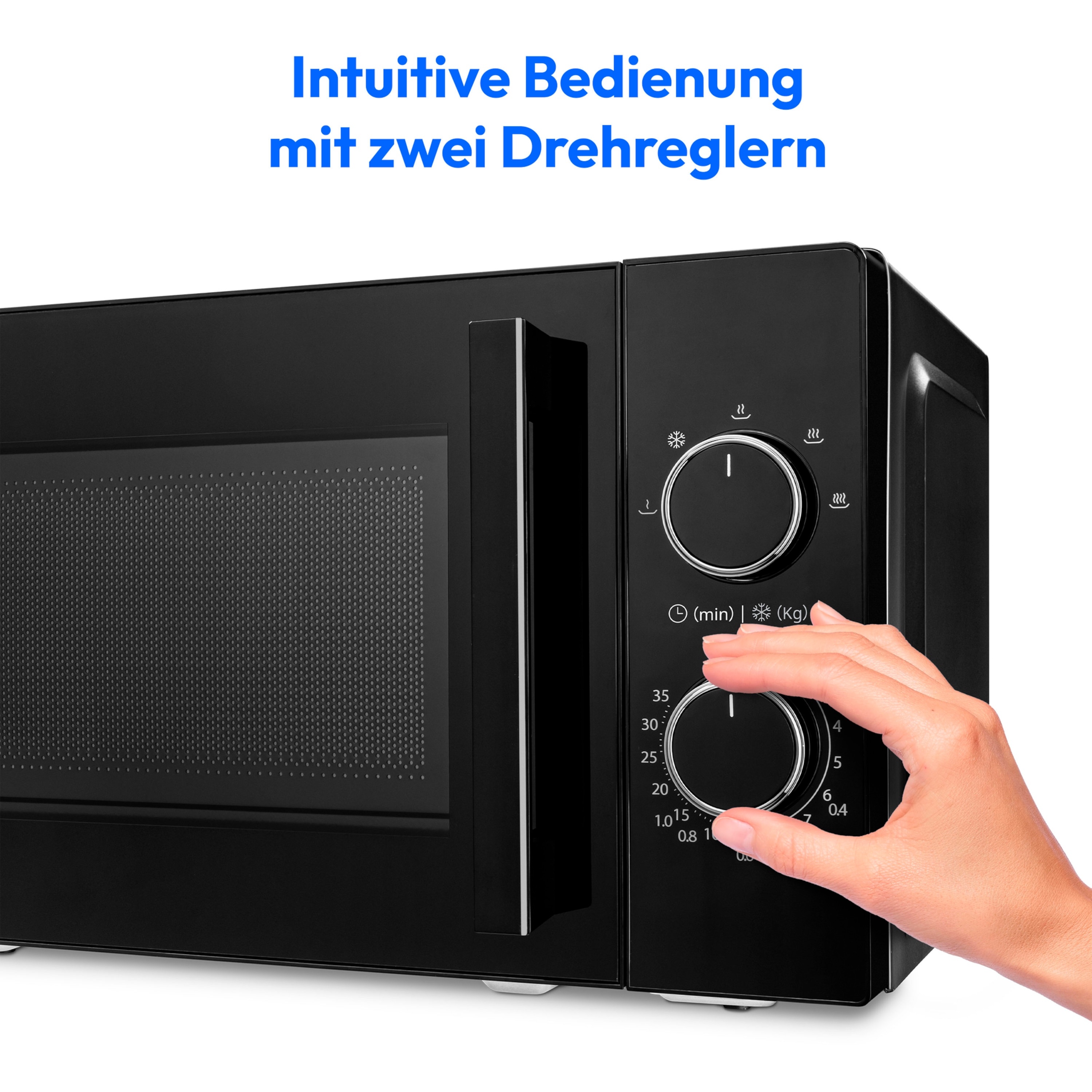 MEDION® LIFE® Mikrowelle MD12011, 800 Watt, 20 L Kapazität, 5 Leistungsstufen, Auftaufunktion