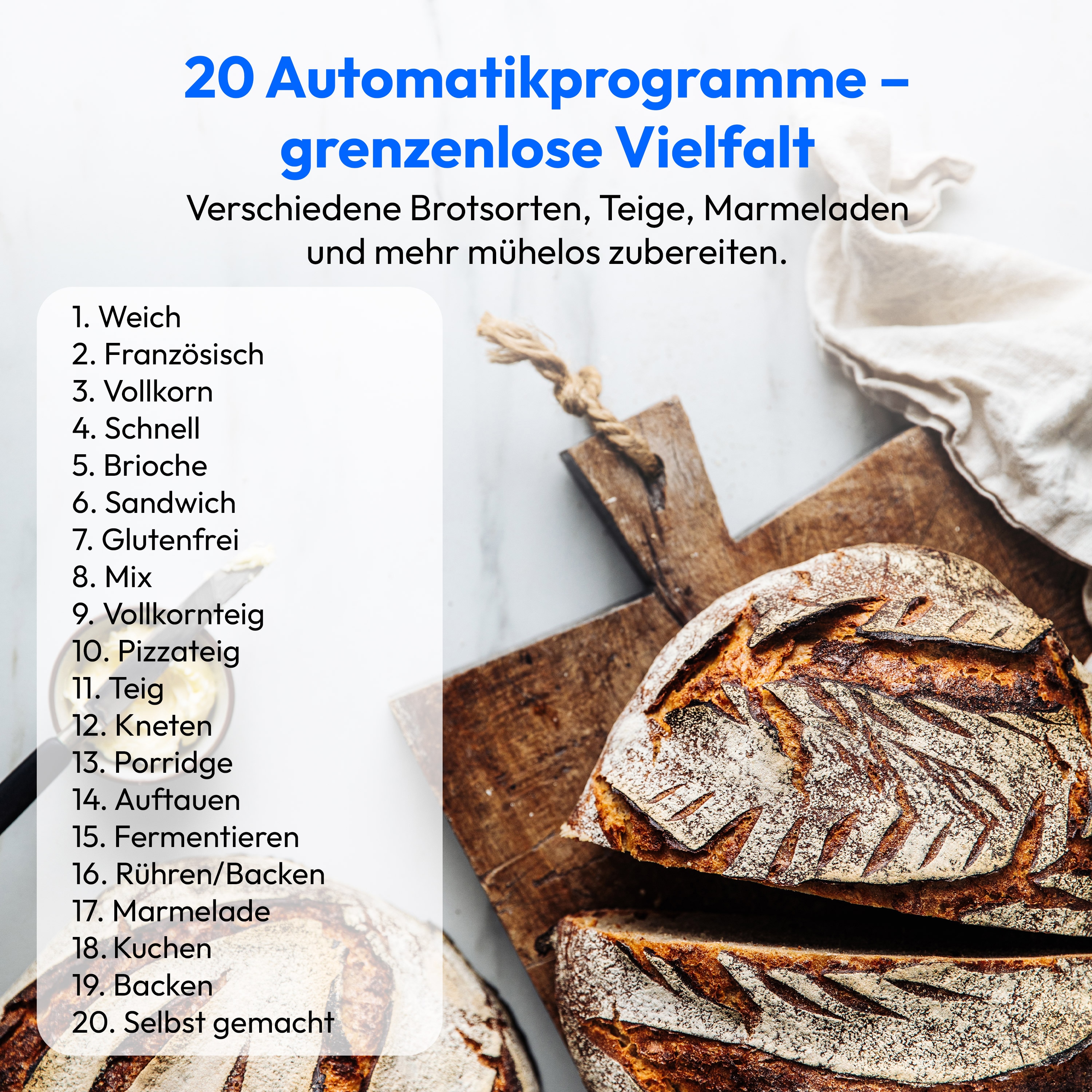 MEDION® LIFE Brotbackautomat  MD 12040, 20 Backprogramme, 3 wählbare Bräunungsgrade, 950 Watt, bis zu 1.600g Fassungsvermögen