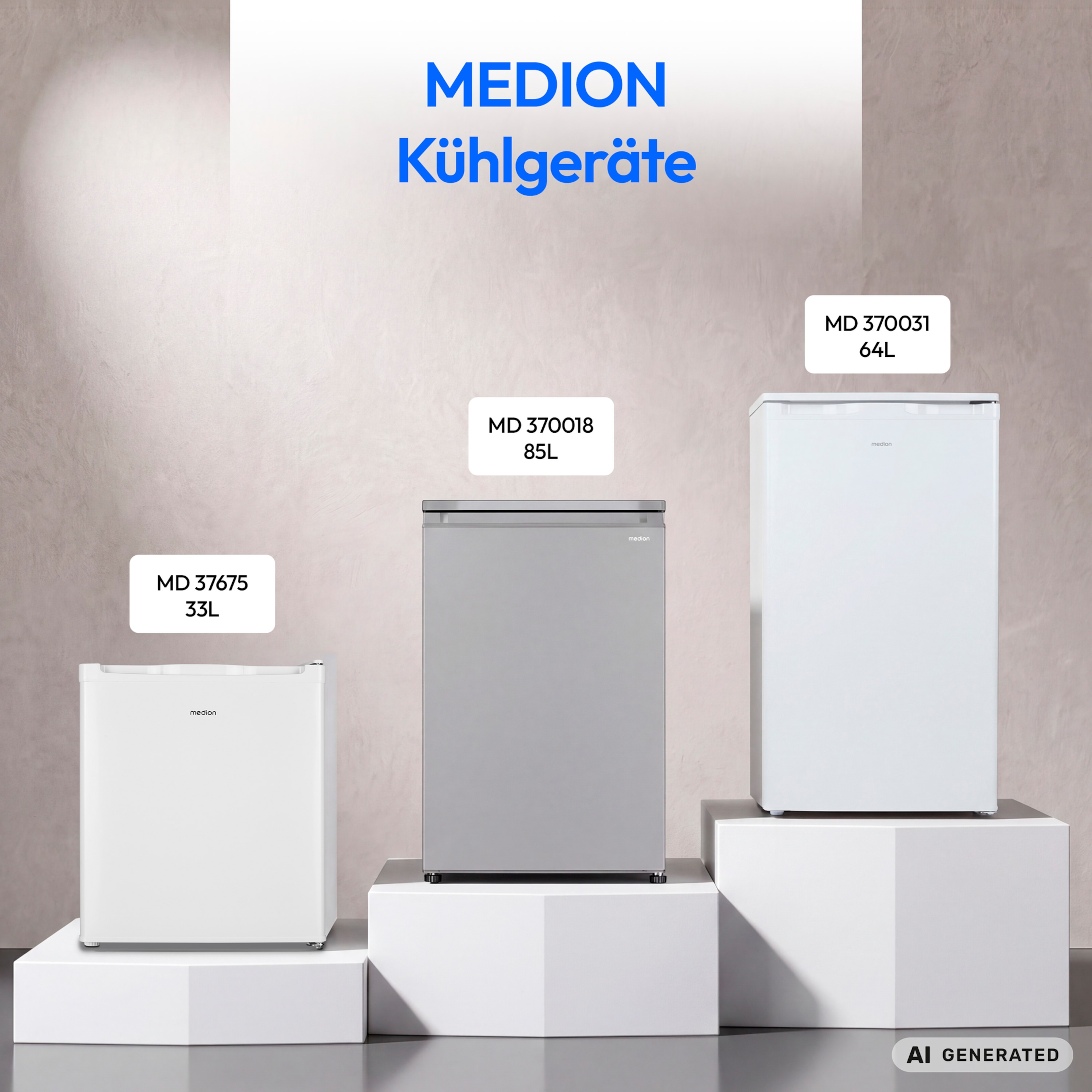 MEDION® LIFE Gefrierschrank MD370018 Silber, 85 L Nutzinhalt, 3 Türfächer, manuelle Abtauung, Temperaturbereich 0–5 °C, Energieklasse C, leiser Kompressorbetrieb (39 dB), wechselbarer Türanschlag
