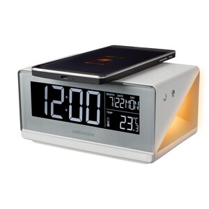 MEDION® LIFE® E75009 Wekker met QI oplader | Temperatuurweergave | 2 Wektijden | LC-display | Touchbediening | Nachtlicht
