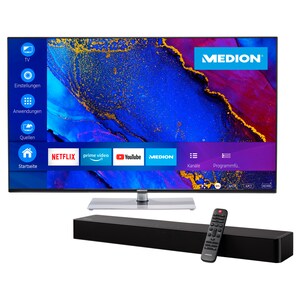 MEDION® LIFE® X14333 (MD 31945) LCD Smart TV, pantalla Ultra HD de 108 cm (43'') + Barra de sonido - pack oferta