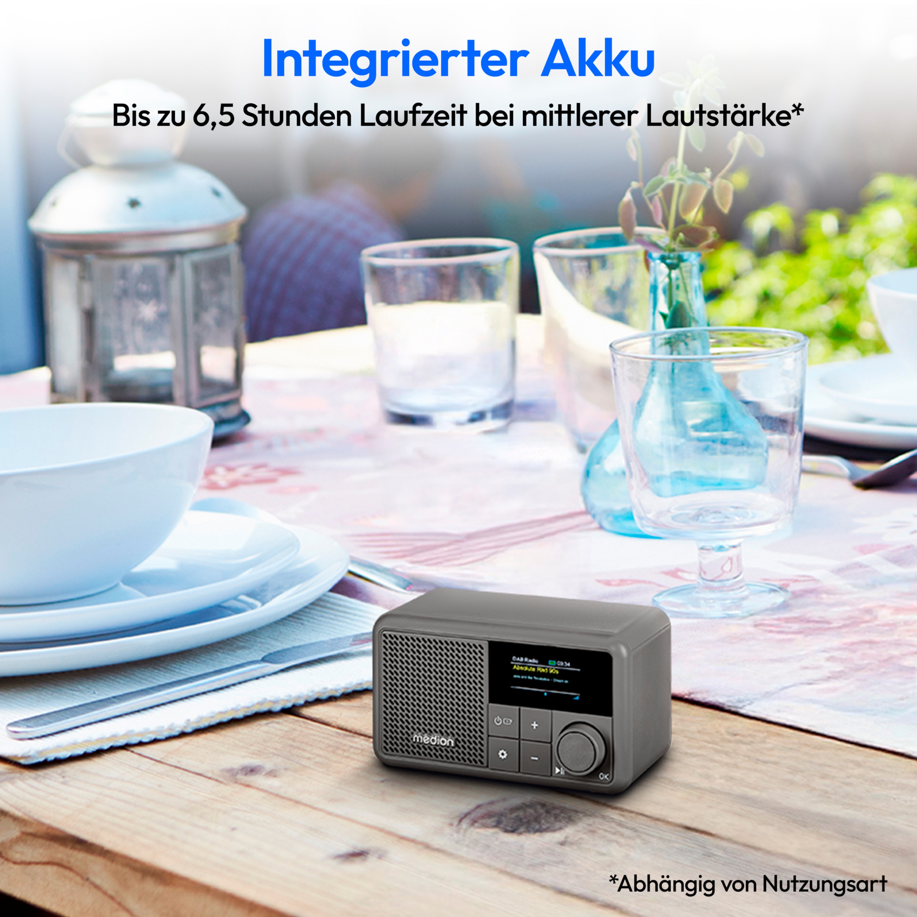 MEDION® LIFE® S66822 Tragbares DAB+ Radio, Farb-TFT Display 3,73 cm (1,47''), DAB+/UKW-Radio (je 40 Senderspeicher), Bluetooth® 5.3, integrierter Akku, extra kompakt, 2 W RMS
