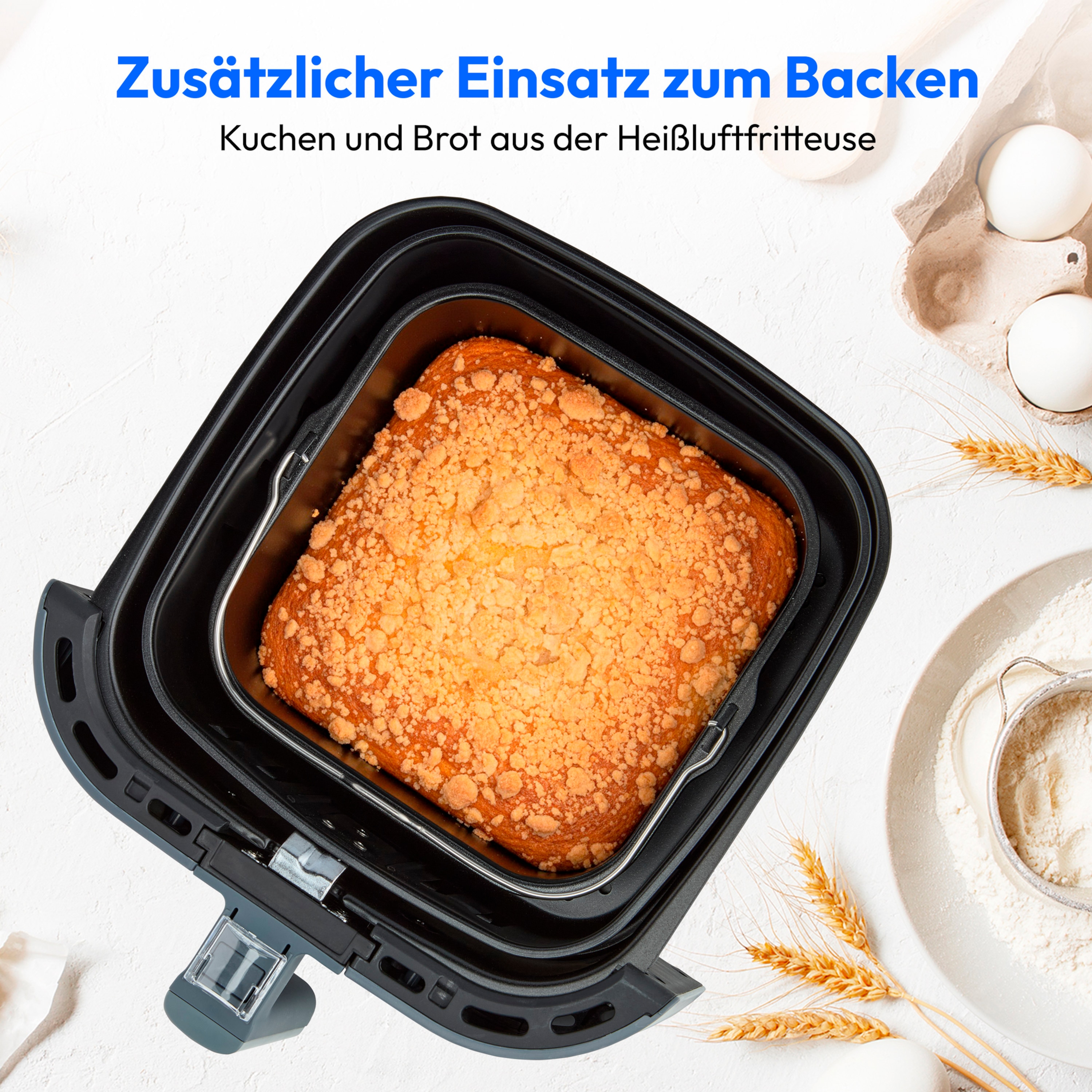 MEDION® LIFE® E40 XL Heißluftfritteuse MD 11740 matt grau, 100 Rezepte in der Life+ App, ölfreies Frittieren, 9 Automatikprogramme, 5,2 L Korbvolumen