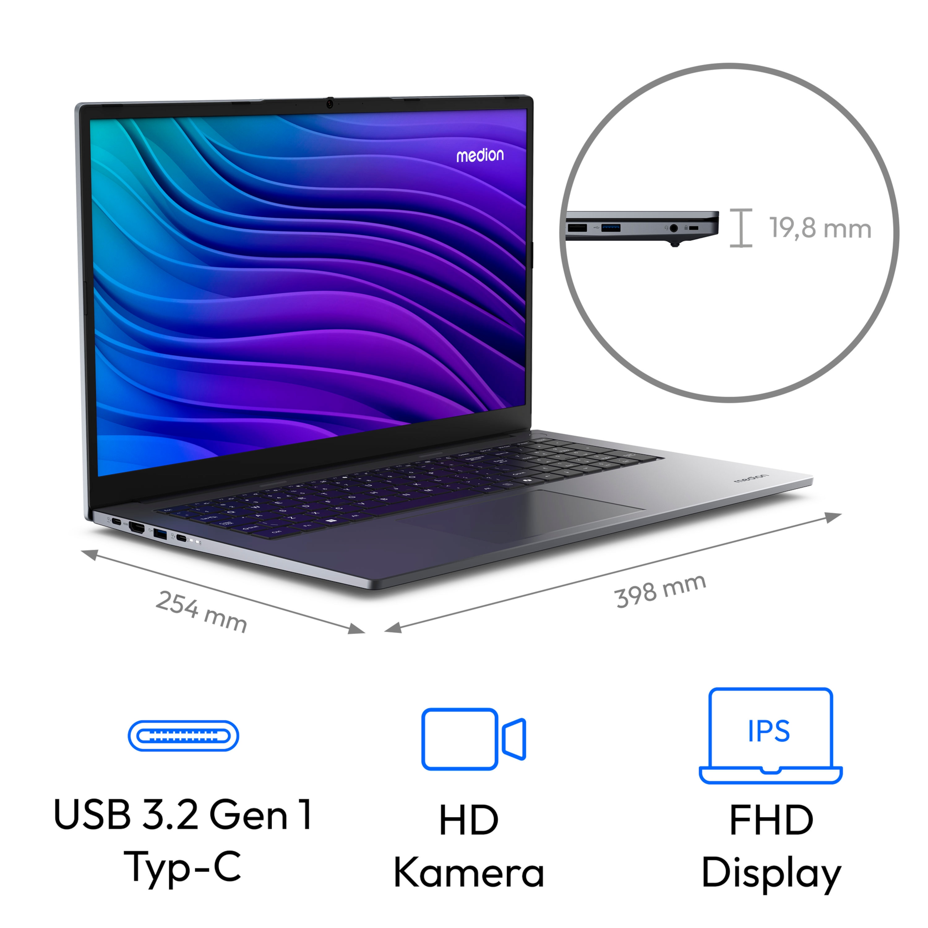 MEDION® E17433 Laptop, Intel® Core™ i5-13420H, Windows 11 Home, 43,9 cm (17,3") FHD Display, 1 TB SSD, 16 GB RAM