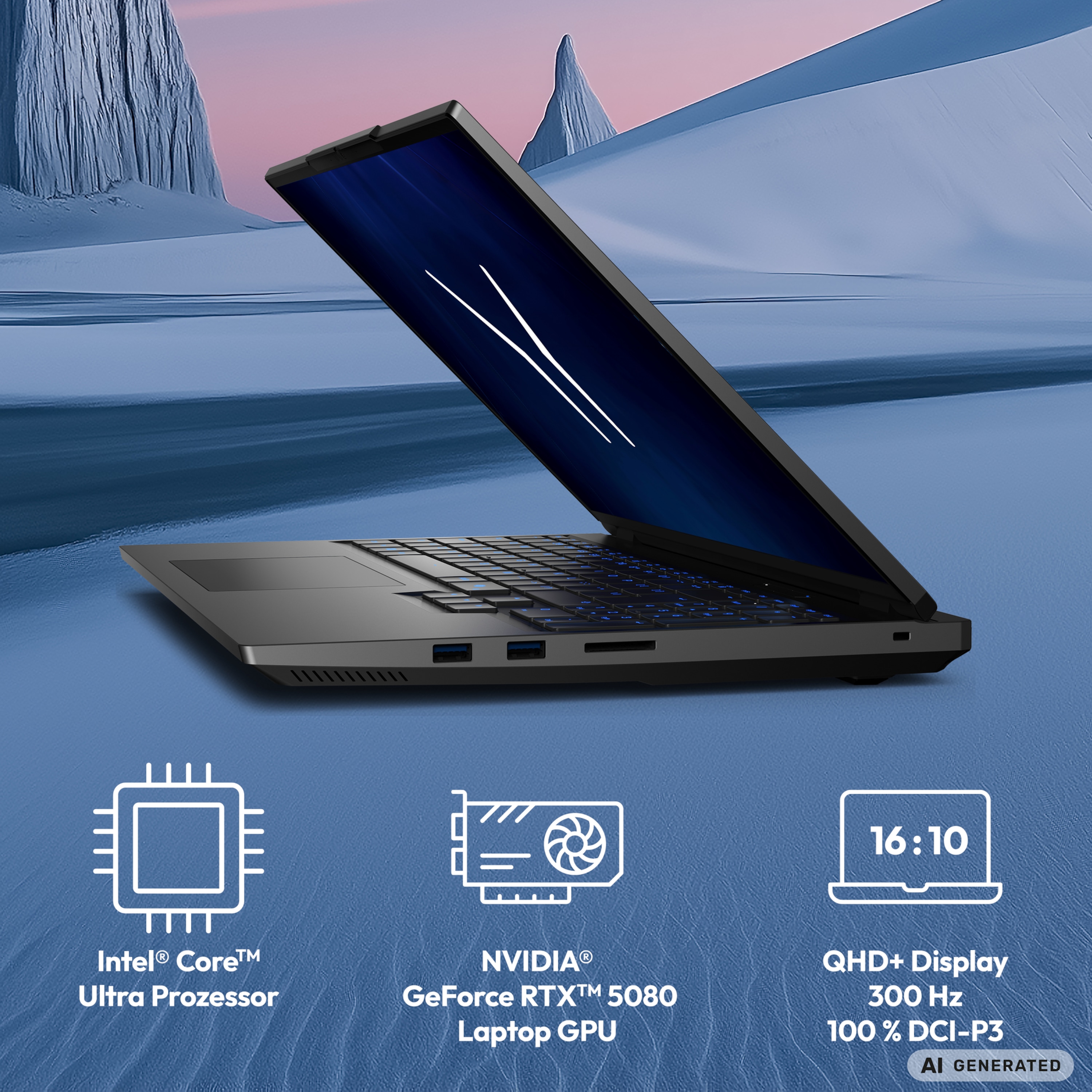 MEDION® ERAZER Beast 16 X10 Ultimate High-End Gaming Laptop, Intel® Core™ Ultra 9 Prozessor 290HX Plus, Kein OS, 40,6 cm (16”) QHD+ Display mit 300Hz & 100 % DCI-P3, RTX 5080, 1 TB PCIe SSD, 32 GB RAM