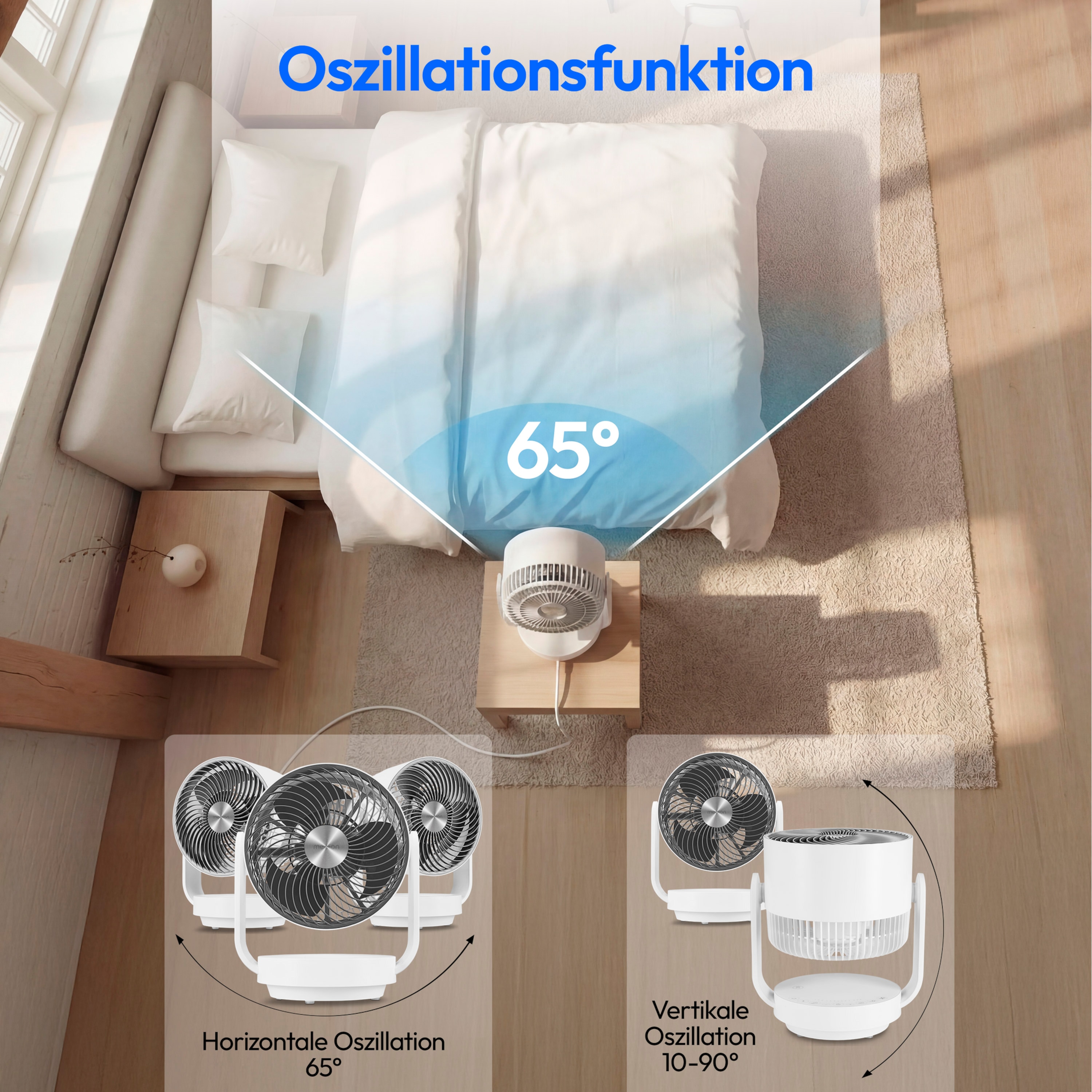 MEDION® LIFE P20 DF Tischventilator (MD 100141), 7 Geschwindigkeitsstufen, 28 Watt Leistung, zuschaltbare Schwenkfunktion, inkl. magnetischer Fernbedienung