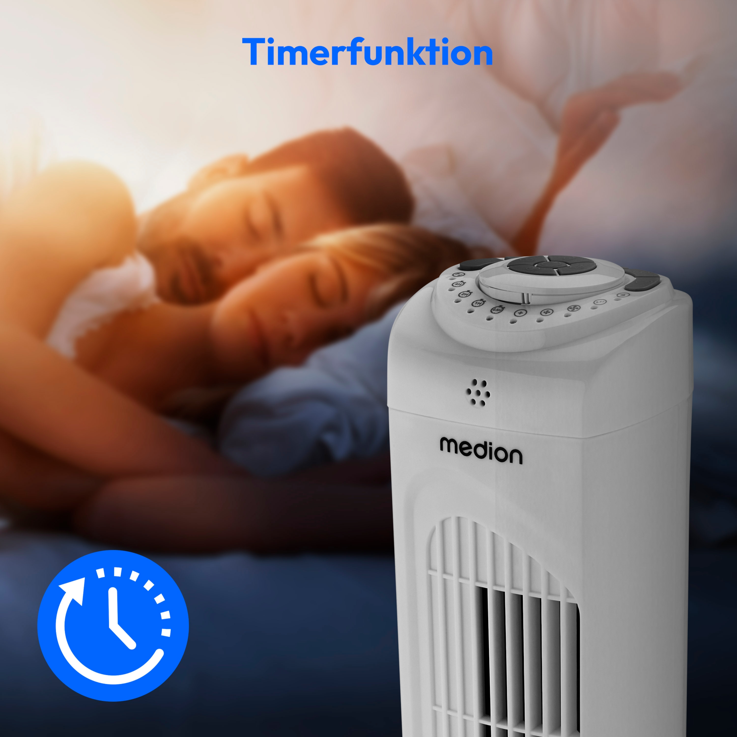 MEDION® LIFE E11 TF Turmventilator (MD 12067), 3 Geschwindigkeitsstufen, 45 Watt Leistung, Timerfunktion, inkl. Fernbedienung
