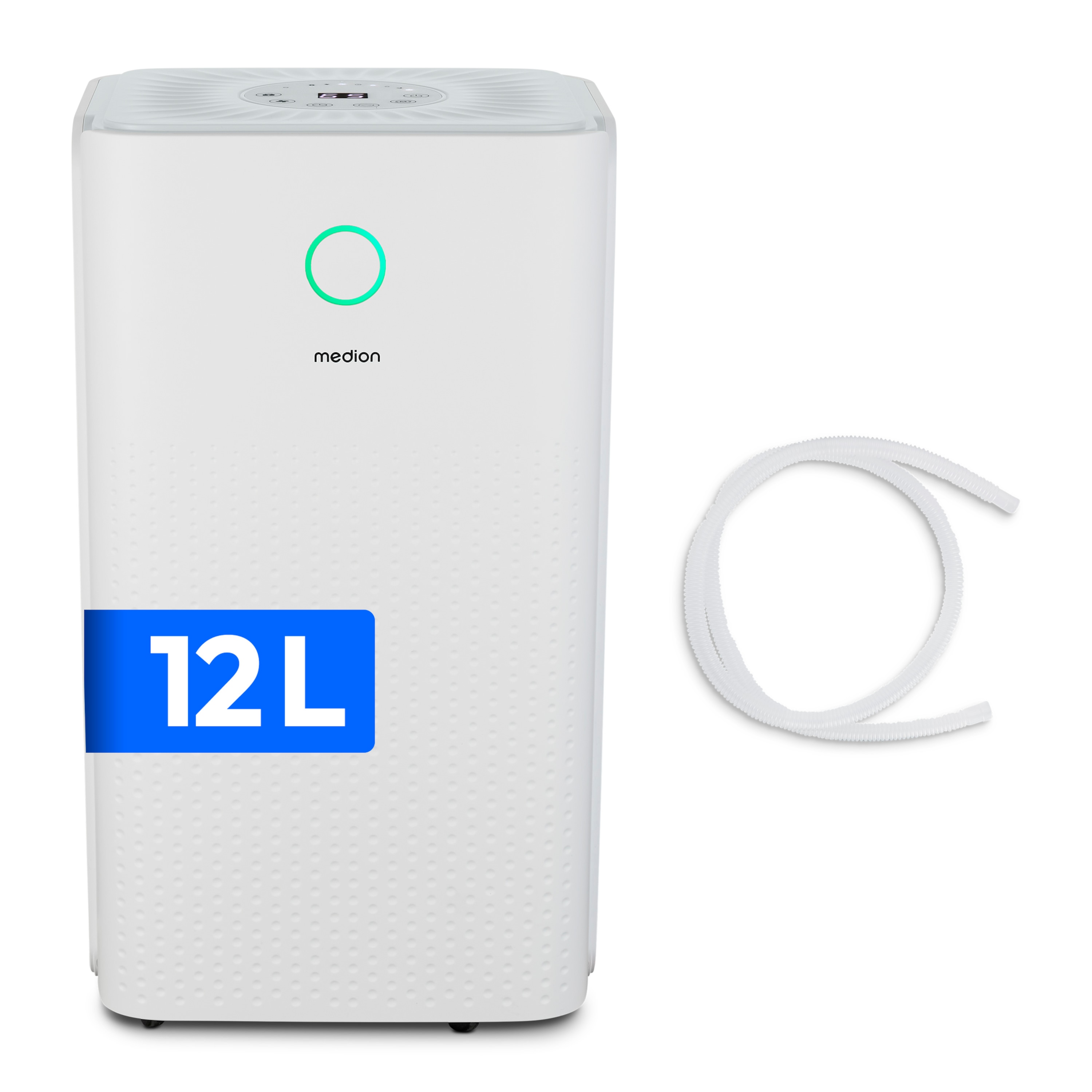 MEDION® Luftentfeuchter DH10 (MD12047), Entfeuchtungsleistung 12L/Tag, Volumen Wassertank 2L, 3 Modi, 2 Geschwindigkeitsstufen, Touch-Bedienung