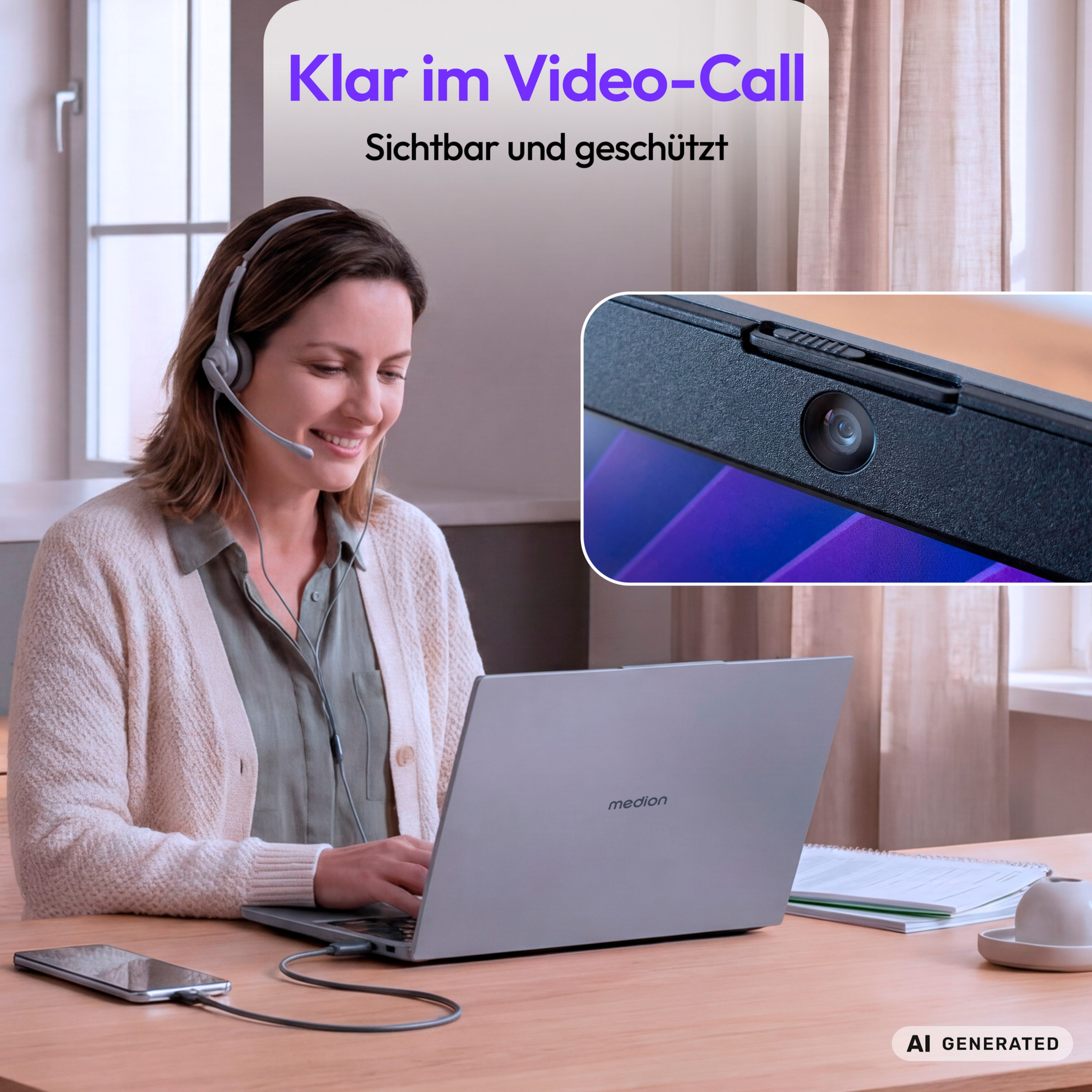 MEDION® Avantum 15 S2 Laptop, Intel® Core™ Ultra 7 258V, Windows 11 Home, 39,5 cm (15,6") FHD Display, 500 GB SSD, 32 GB RAM, KEIN NETZTEIL