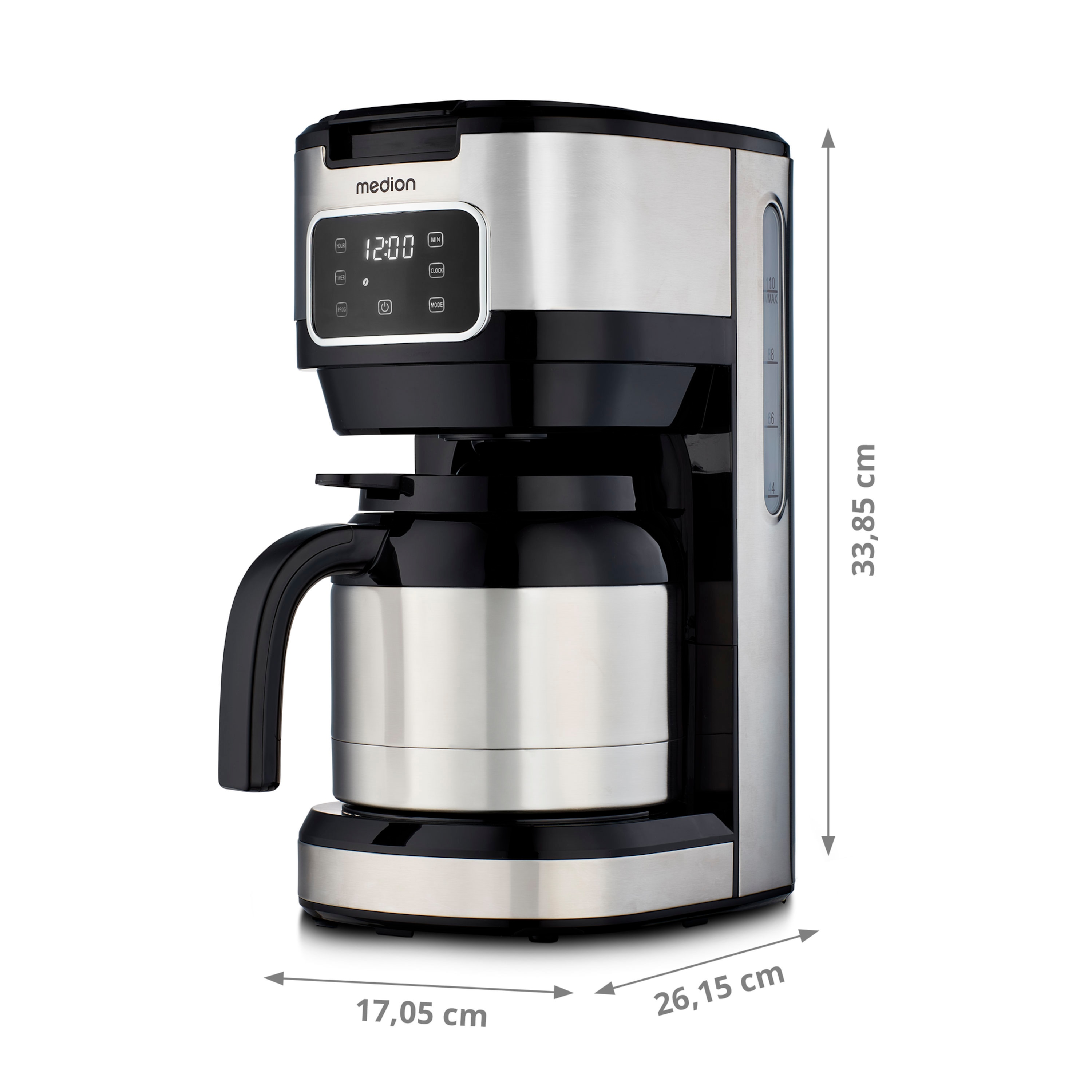 MEDION® LIFE Kaffeemaschine mit Thermoskanne MD11019, 900 Watt Leistung, bis zu 10 Tassen, Timer-Funktion, Touch-Sensir-Bedienfeld