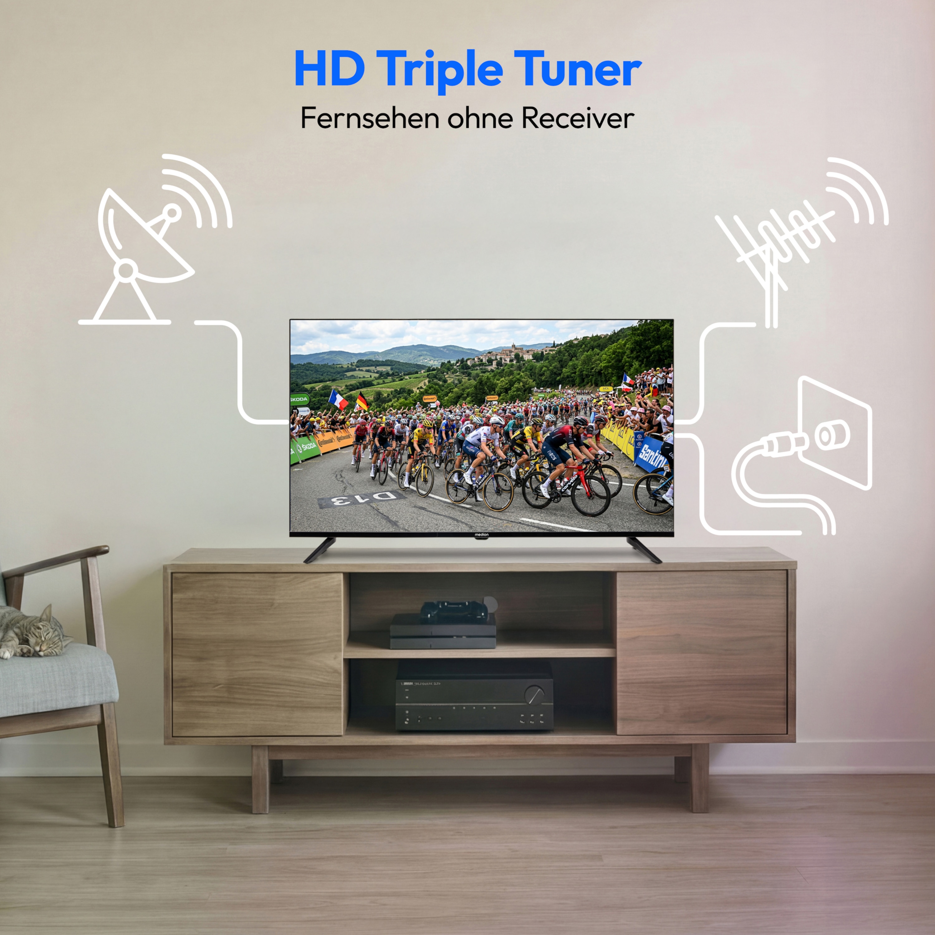MEDION® LIFE MD 832002 HD TV, 80 cm (32“), HD Triple Tuner, integrierter Mediaplayer, CI+ Schnittstelle