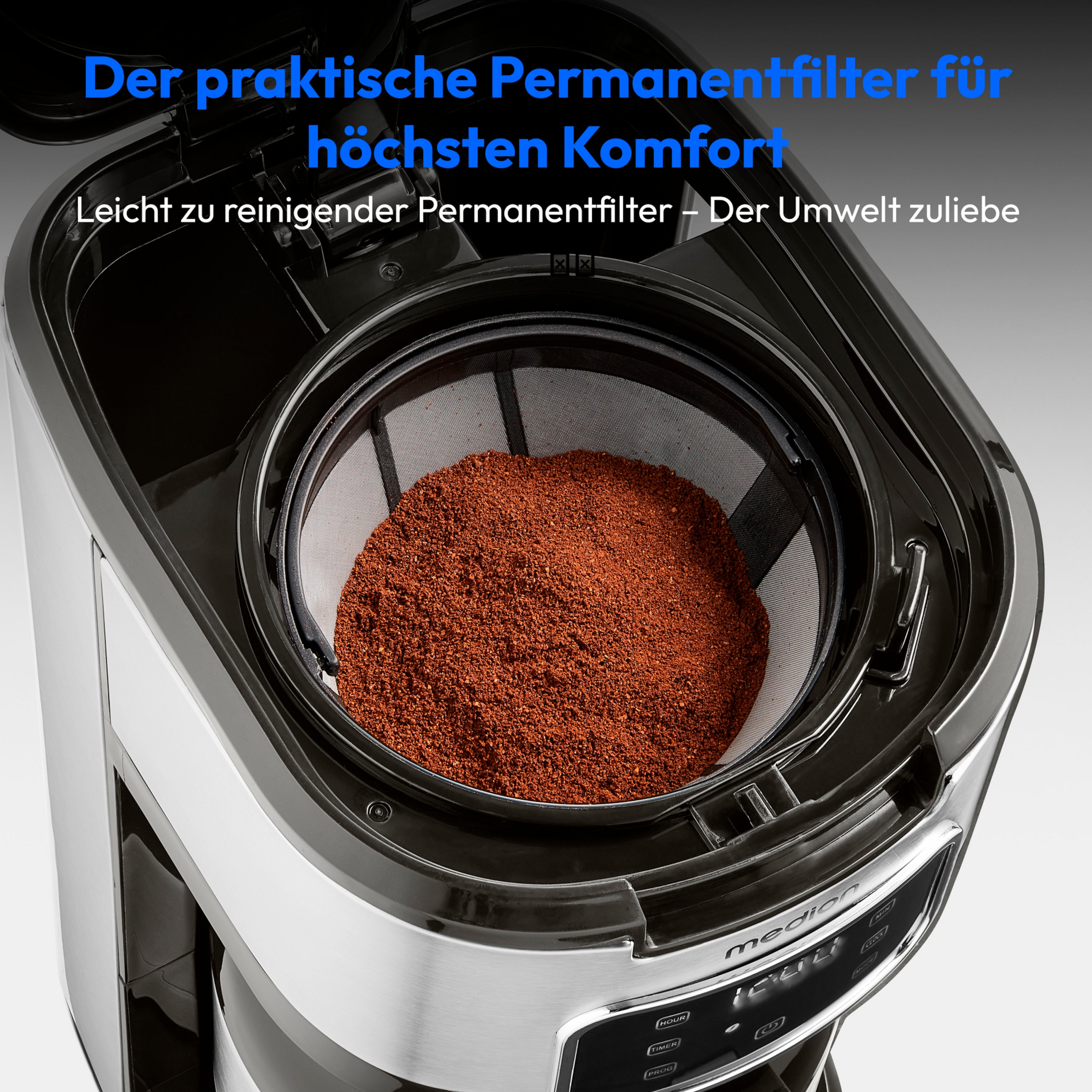 MEDION® LIFE Kaffeemaschine mit Thermoskanne MD11019, 900 Watt Leistung, bis zu 10 Tassen, Timer-Funktion, Touch-Sensir-Bedienfeld