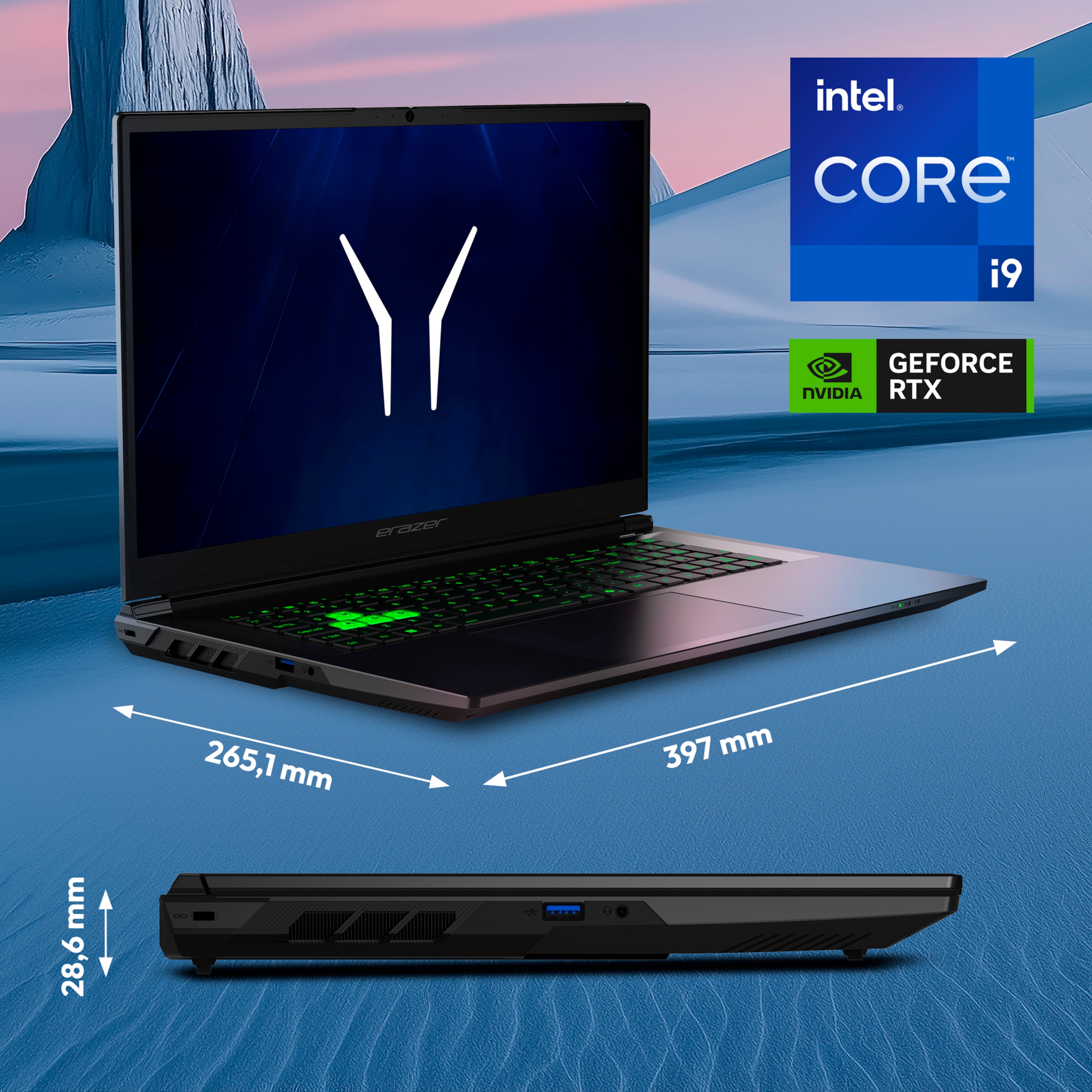 MEDION® ERAZER Defender 17 P10 Core Gaming Laptop, Intel® Core™ i9-14900HX, Windows 11 Home, 43,8 cm (17,3") FHD Display mit 144 Hz, NVIDIA® GeForce RTX™ 5060, 1 TB SSD, 16 GB RAM