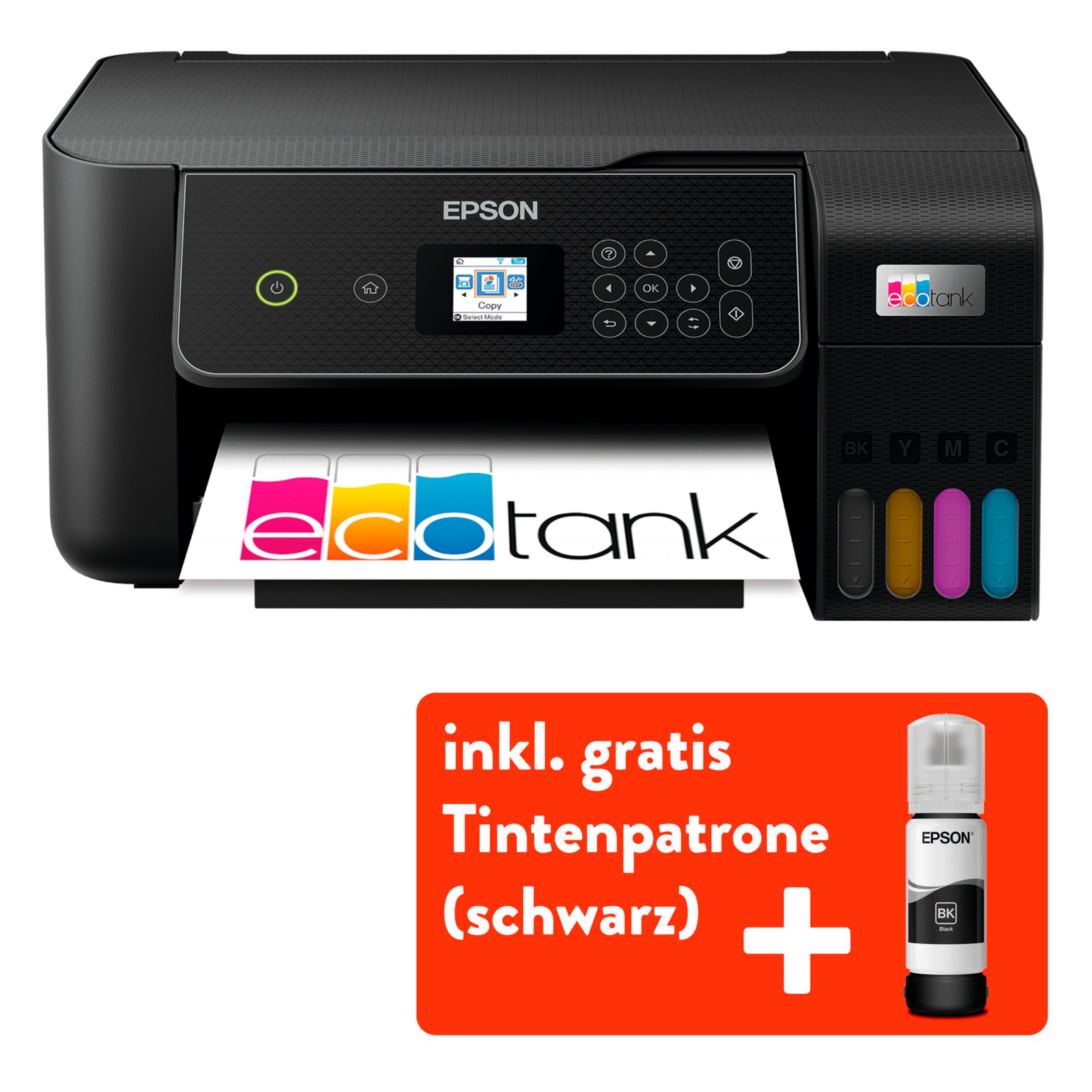 EPSON Drucker EcoTank ET-2871 inkl. gratis Tintenpatrone (schwarz)
