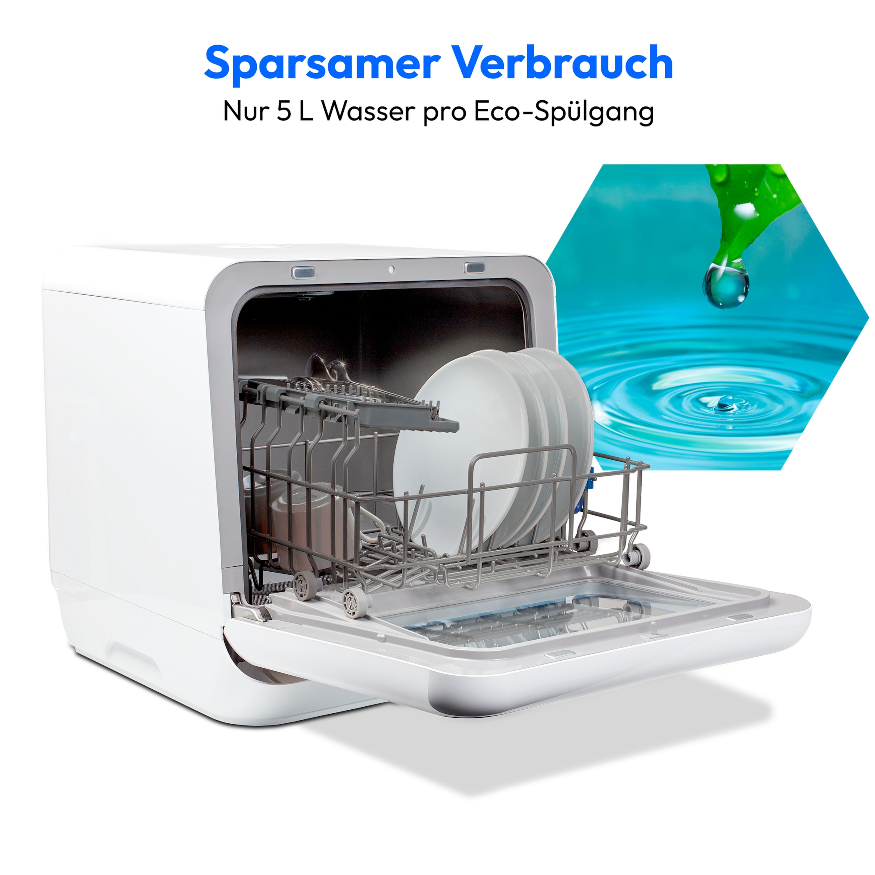 MEDION® LIFE® Mini-Geschirrspüler DWT20 (MD37763), für 2 Gedecke, 6 Reinigungsprogramme, Startzeitvorwahl