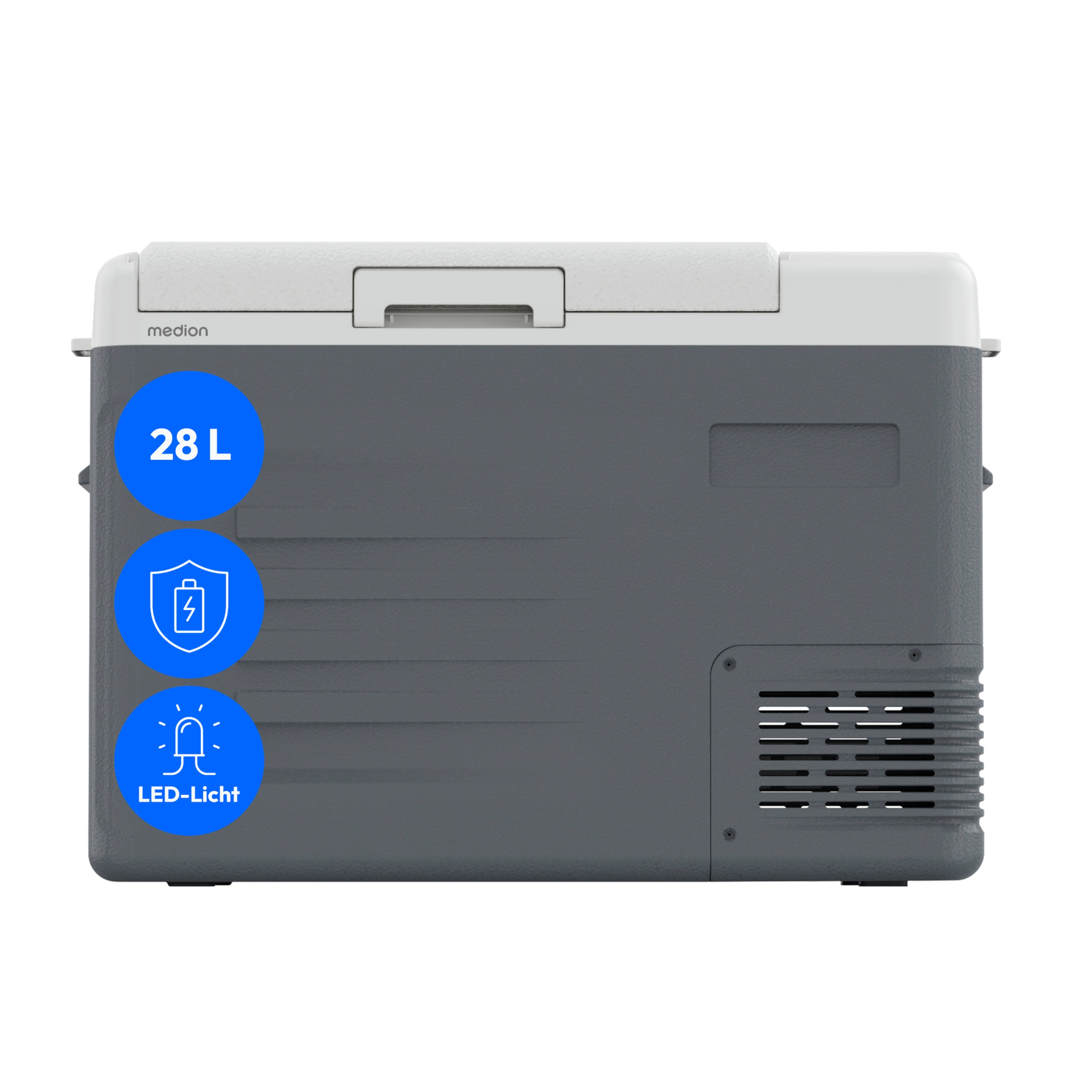 MEDION® MEDION LIFE Kompressor Kühlbox MD370027 CC28, 28 L, −20 °C bis +20 °C, Digitales Display, 12 V / 24 V / 230 V, LED-Innenbeleuchtung