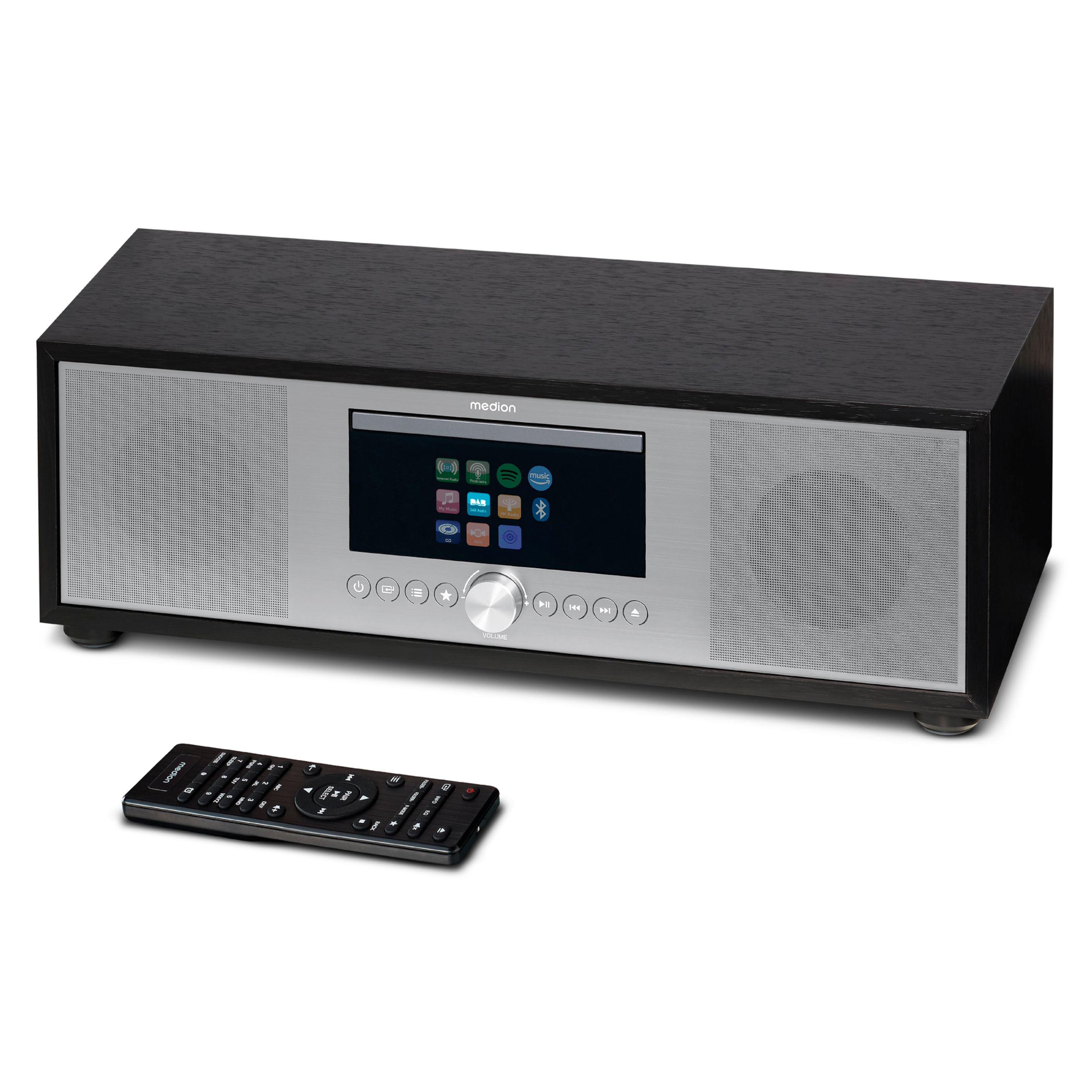 MEDION® LIFE® P66400 All-in-One Audio System silber, LCD-Display 7,1 (2.8''), Internet/DAB+/PLL-UKW Radio, CD/MP3-Player, Bluetooth®, WLAN, RDS, 2.1 Soundsystem, 2 x 20 W + 40 W RMS