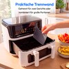 MEDION® LIFE® P25 XXL Flex M Heißluftfritteuse MD100057 weiß, 100 Rezepte in der Life+ App, 2 separate Garzonen, 10 Automatikprogramme, 10,8 L Gesamt-Nutzinhalt, 3.040 Watt, Temperatur einstellbar bis 200 °C