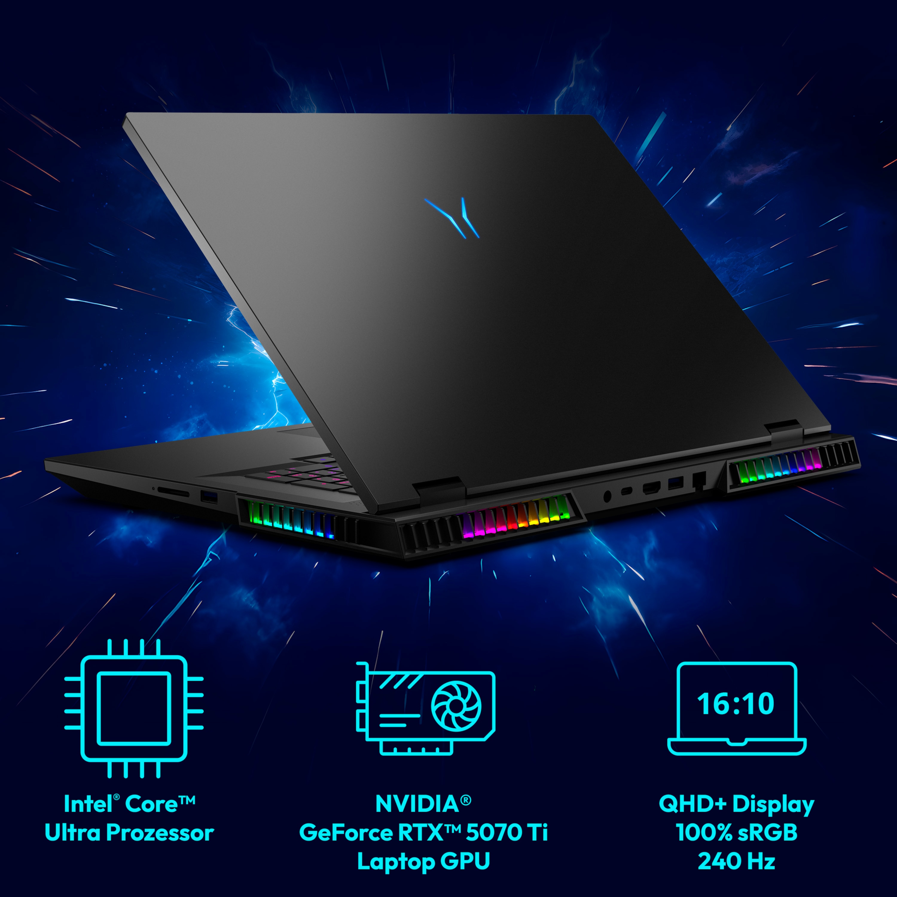 MEDION® ERAZER Beast 18 X1 High-End Gaming Laptop, Intel® Core™ Ultra 9 Prozessor 275HX, Windows 11 Home, 45,7 cm (18”) QHD+ Display 100% sRGB mit 240 Hz, RTX 5070 Ti, 2 TB PCIe SSD, 32 GB RAM