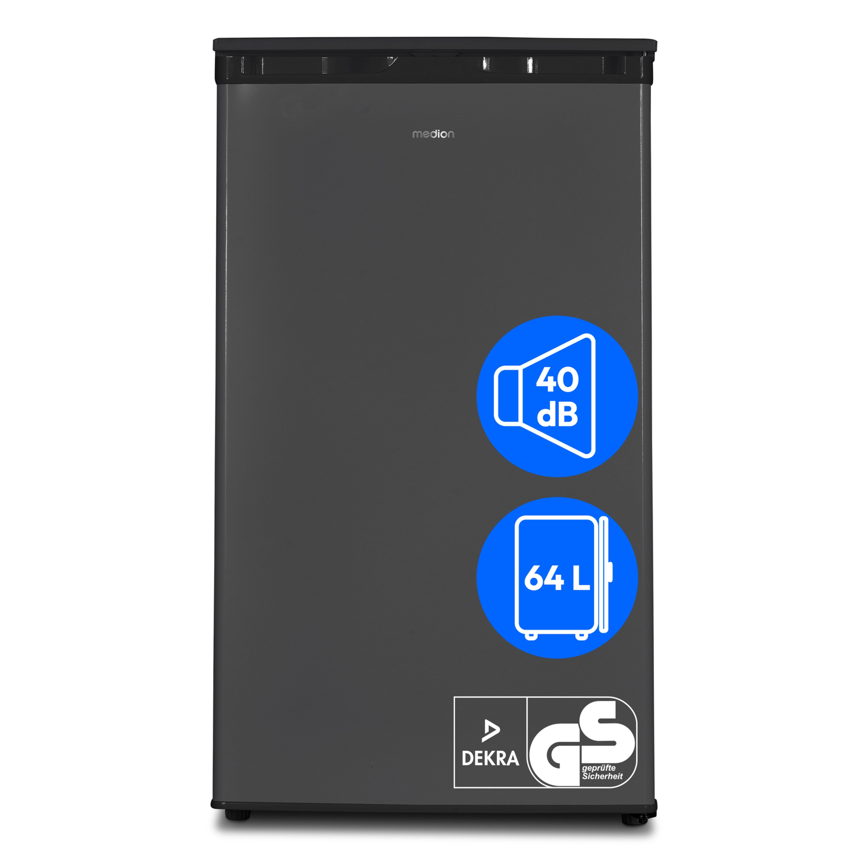 MEDION® LIFE Gefrierschrank MD 37688 grau, 64 l Volumen, mechanische Temperatureinstellung, wechselbarer Türanschlag, 3 Schubladen