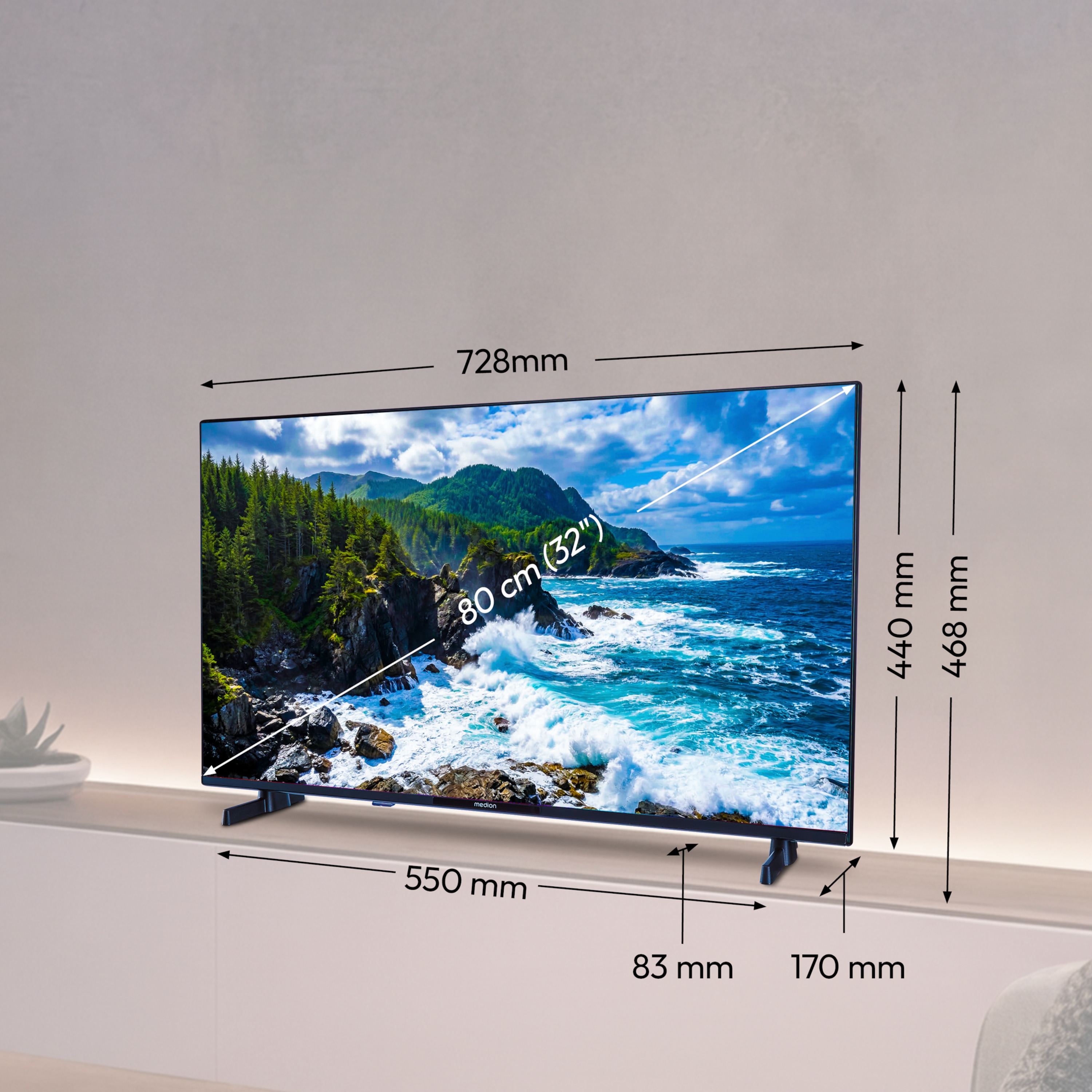 MEDION® LIFE MD 832100 Android TV, 80 cm (32''), Full HD Display, HDR, PVR ready, Bluetooth®, Netflix, Amazon Prime Video