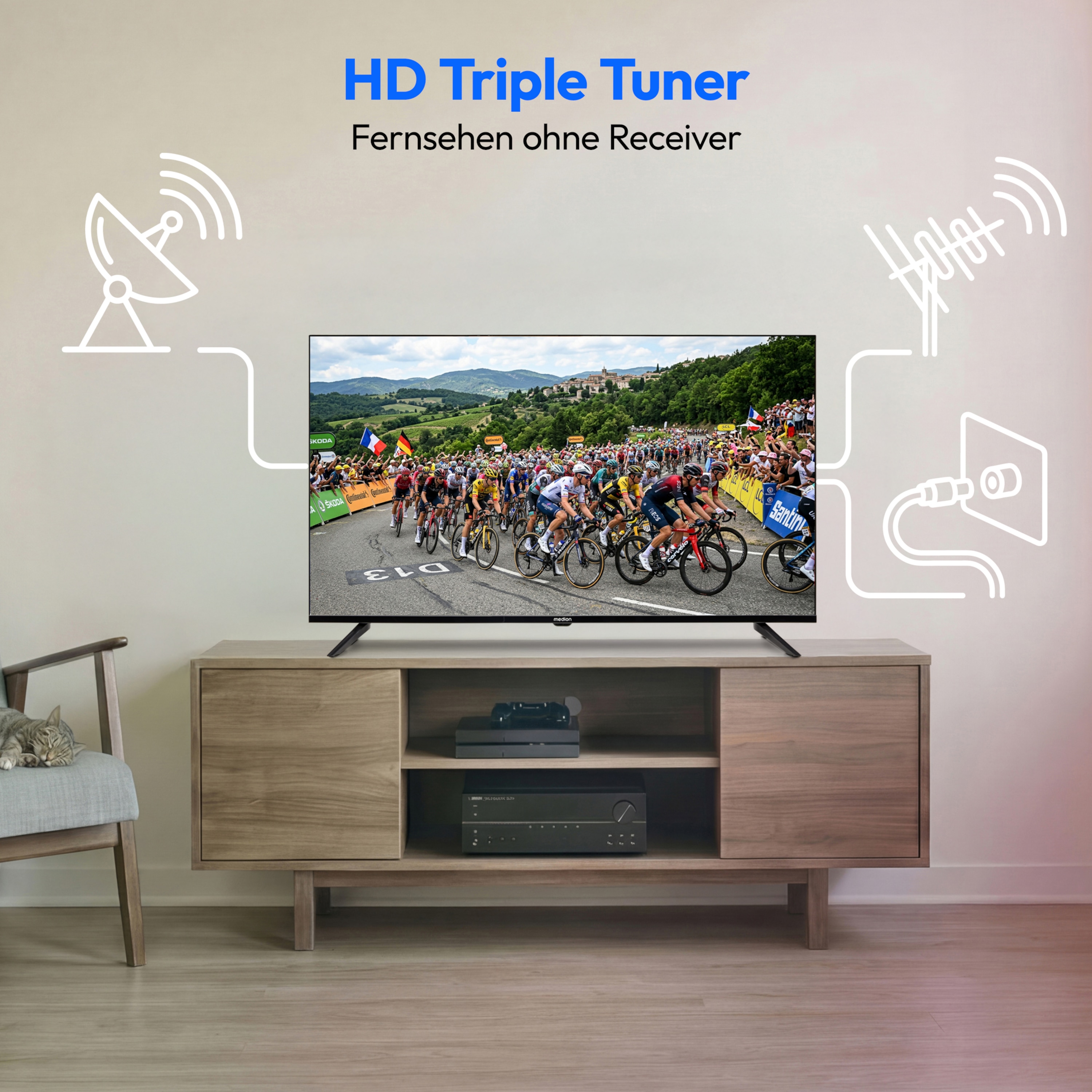 MEDION® LIFE MD 840002 TV (2026), 100,3 cm (40''), Full HD, HD Triple Tuner, integrierter Mediaplayer, CI+ Schnittstelle