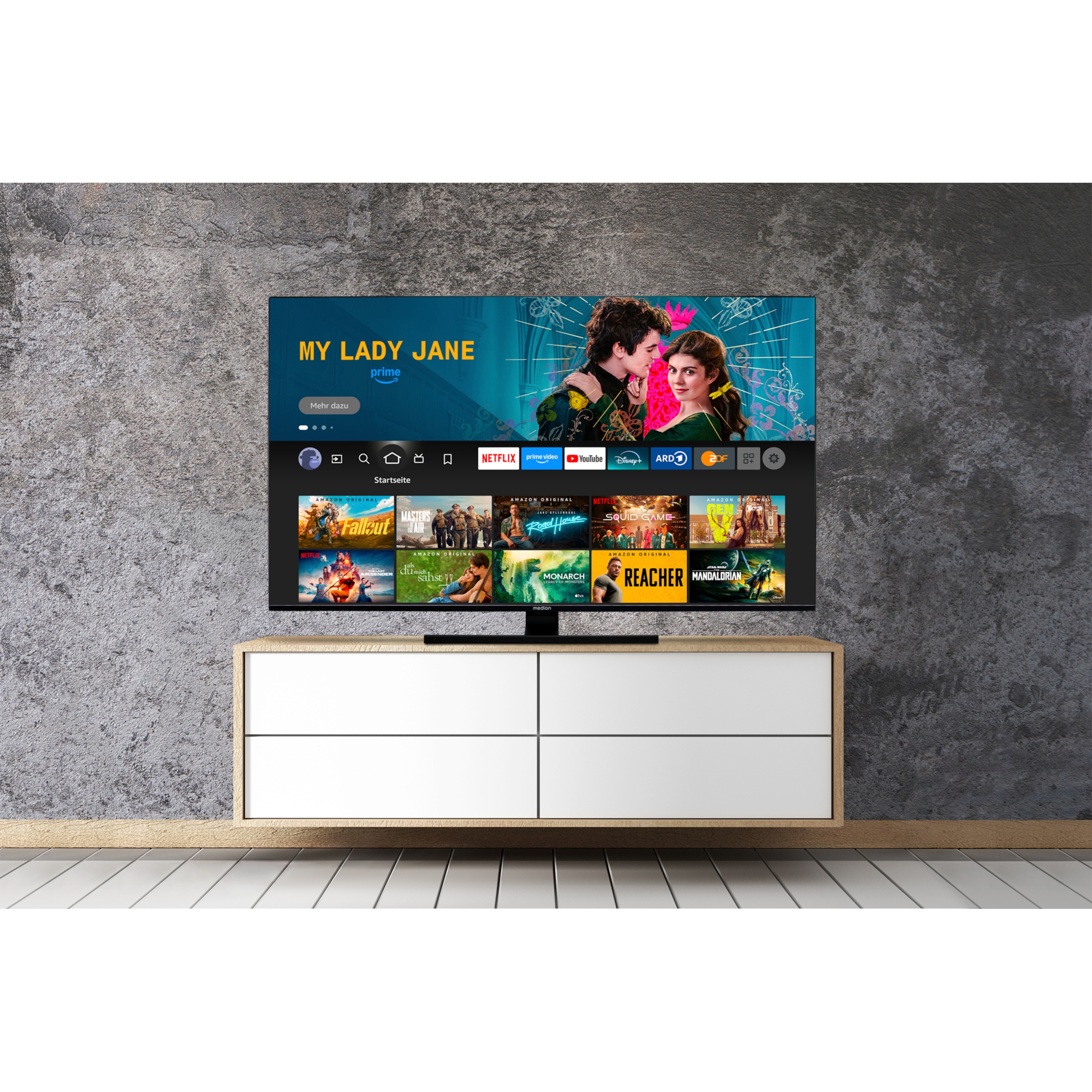 MEDION® LIFE® X16532 (MD 31413) QLED Fire TV, 163,9 cm (65'') Ultra HD Display, HDR, Dolby Vision®, Micro Dimming, MEMC, Netflix, Amazon Prime Video, Bluetooth®, DTS HD, DTS Virtual X, Dolby Atmos®, HD Triple Tuner, CI+