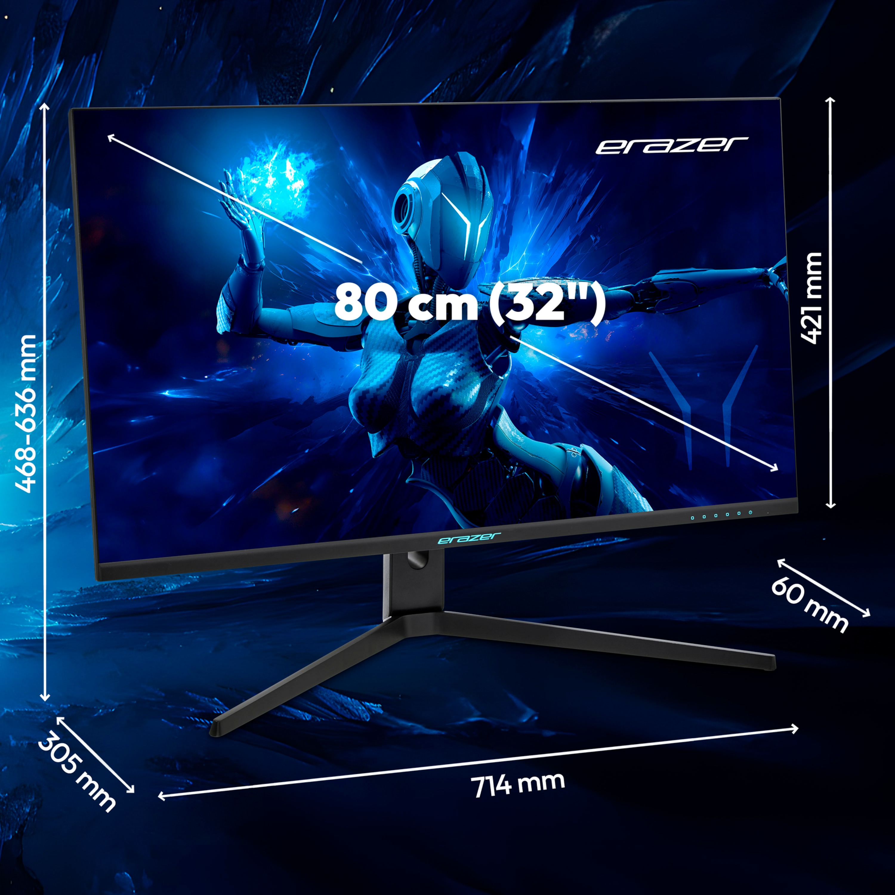 MEDION® ERAZER® Spectator X50 (MD 21732), QHD Monitor, 80 cm (32''), QHD Display, 165Hz, HDR10, HDMI® Anschluss und DisplayPort