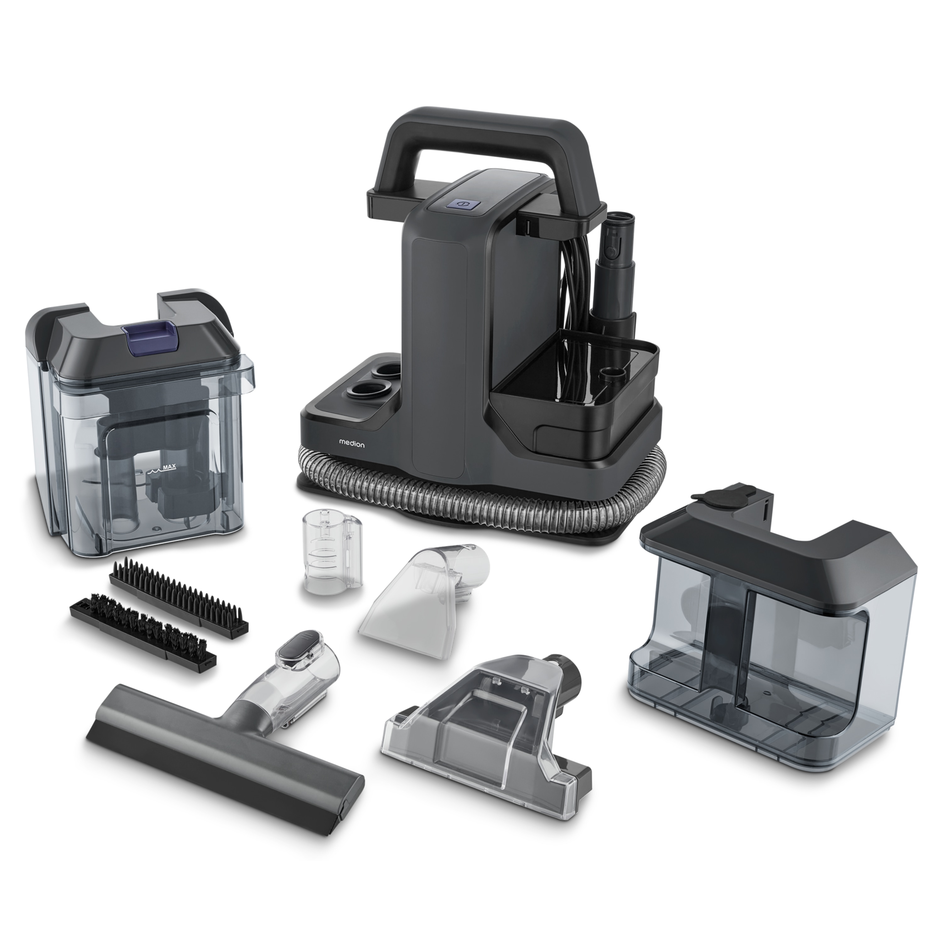 MEDION® E10 UC Polsterreiniger (MD100122), 15 kPa Saugkraft, 1080 ml Frischwassertank, 730 ml Schmtzwassertank, IPX4, mit Tragegriff
