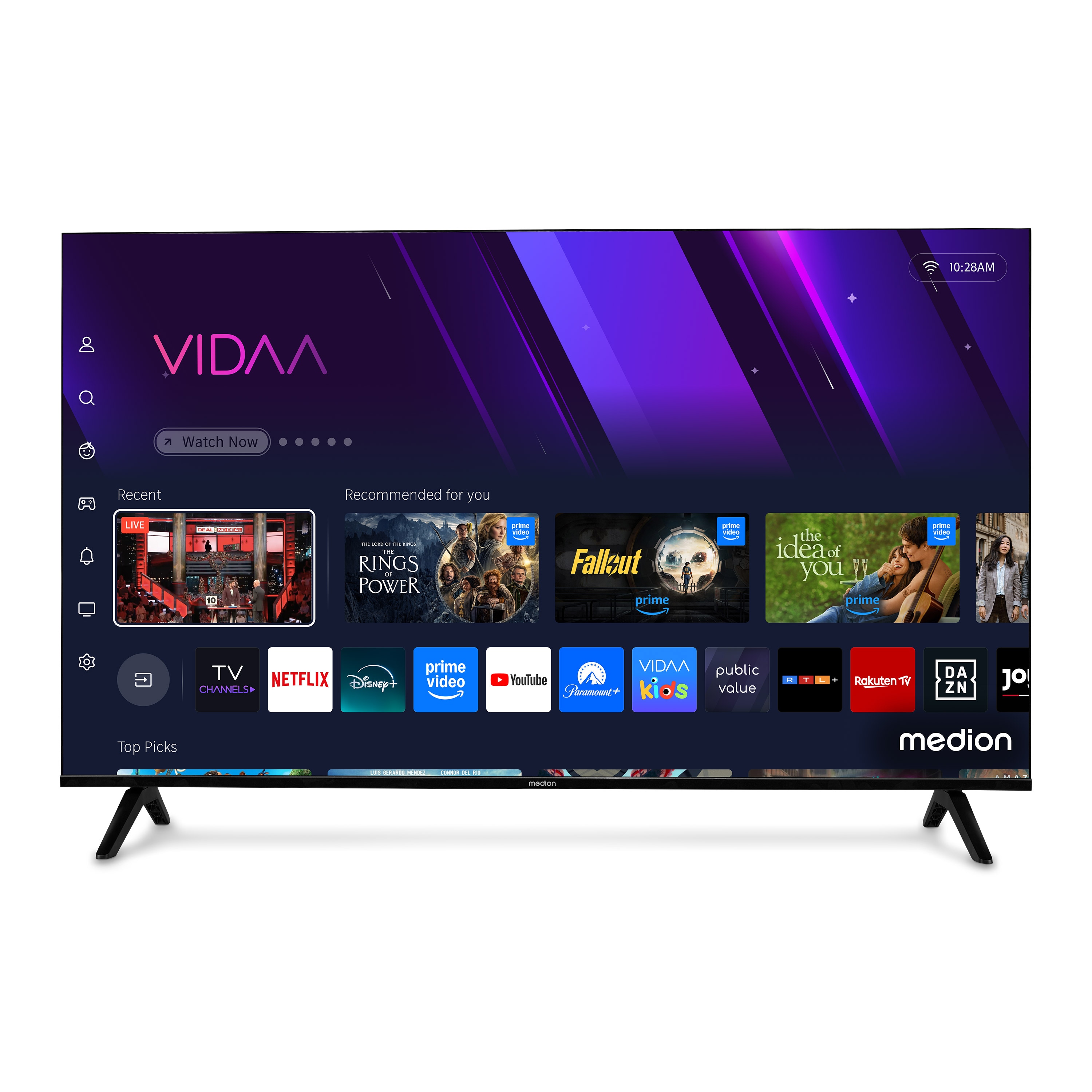 MEDION® LIFE MD 843301 Smart-TV, 108 cm (43'') Ultra HD Display, HDR (High Dynamic Range), Dolby Vision®, MEMC, Bluetooth®, PVR ready, NETFLIX, Prime Video, Disney+, DAZN, Paramount+ App, VIDAA App Store, Dolby Atmos®, HD Triple Tuner