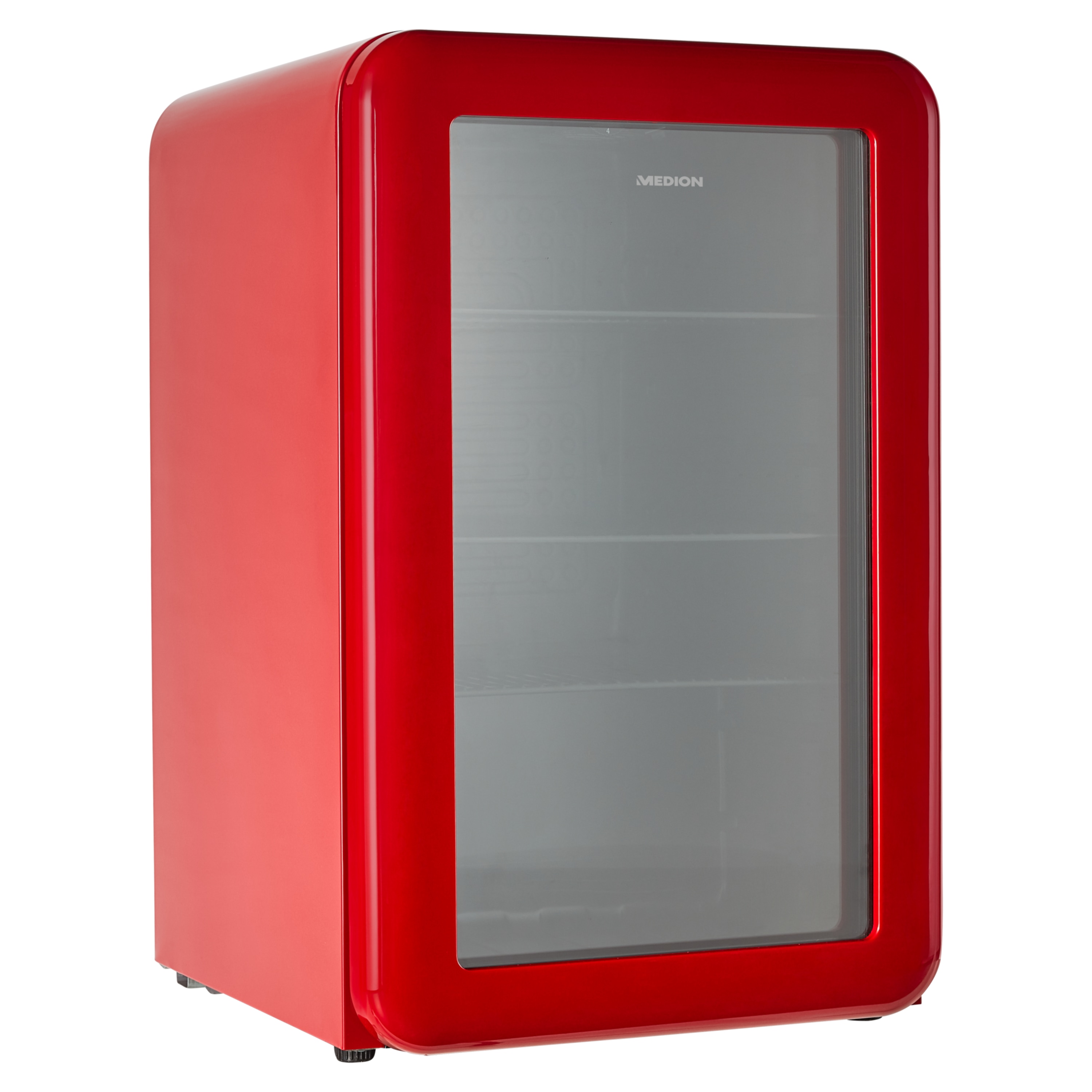 MEDION® Retro Getränke- Kühlschrank MD 37295, 70 L Fassungsvermögen, manuelle Temperaturkontrolle, stylishes Design, höhenverstellbare Füße