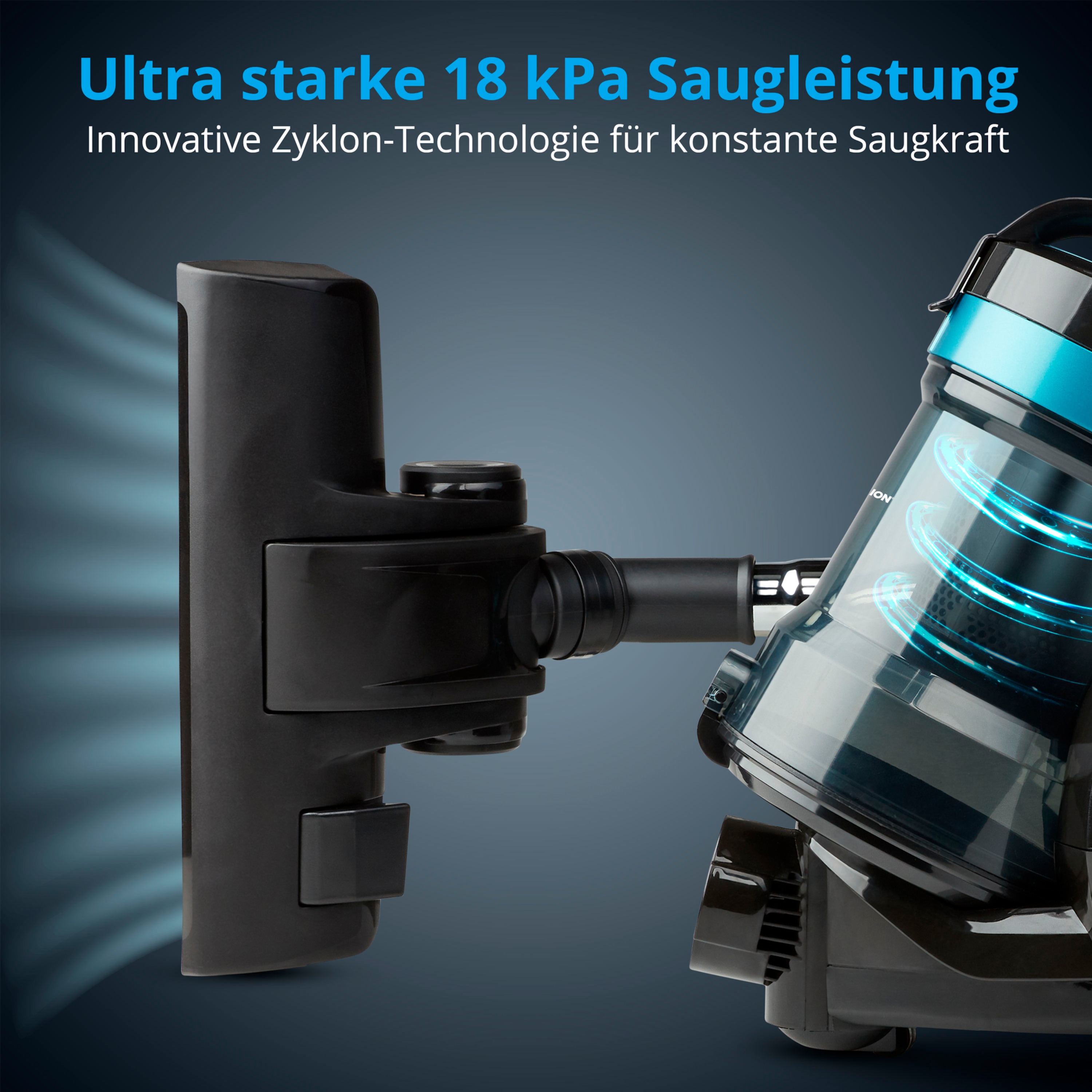 MEDION® Beutelloser Zyklon-Staubsauger MD 19407, 150W Saugleistung, Staubbehälterkapazität 2 L, EPA Filter, integriertes Zubehör
