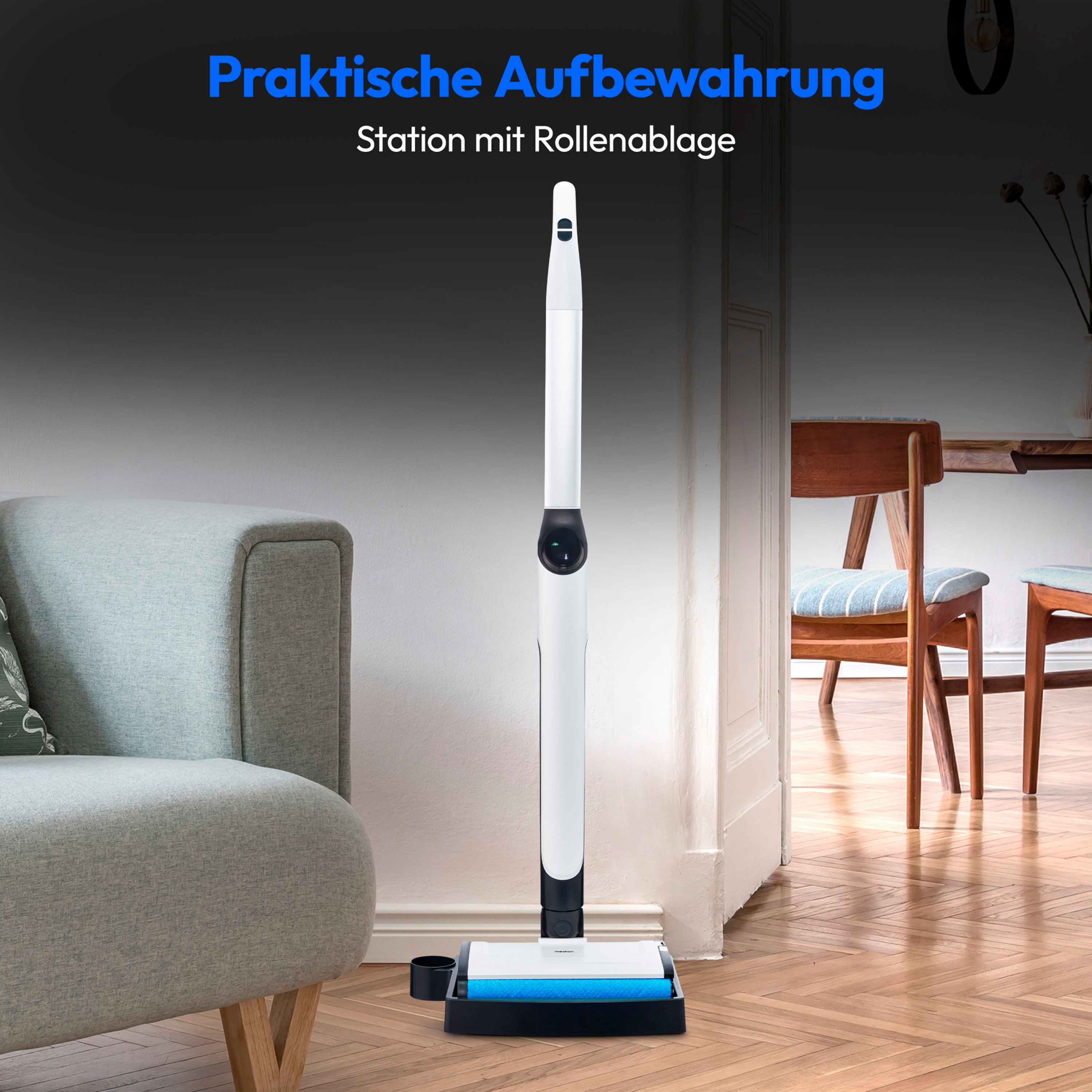 MEDION® LIFE H11 Bodenwischer, getrennter Frischwasser und Schmutzwassertank, kabellose Reinigung, LED-Display, geeignet für alle Hartböden