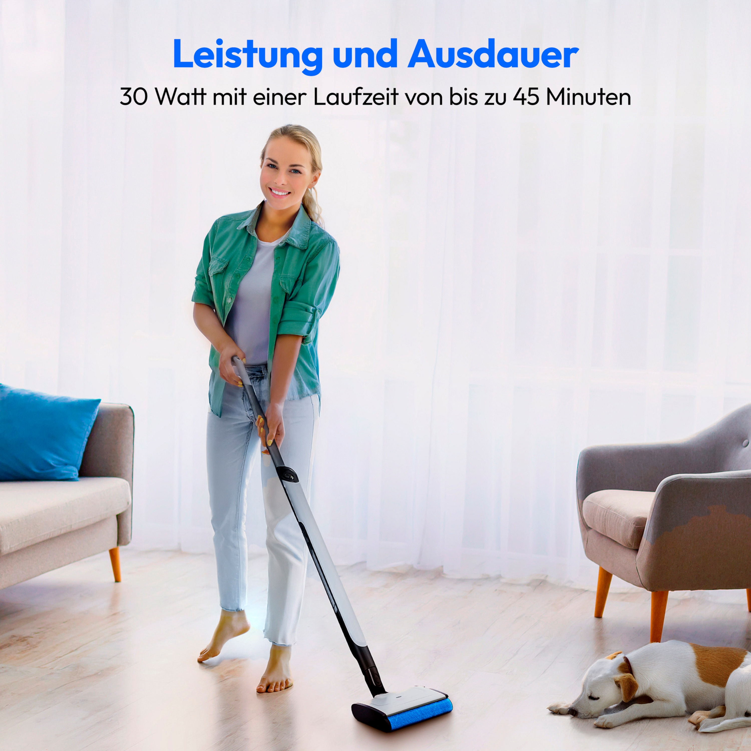 MEDION® LIFE H11 Bodenwischer, getrennter Frischwasser und Schmutzwassertank, kabellose Reinigung, LED-Display, geeignet für alle Hartböden