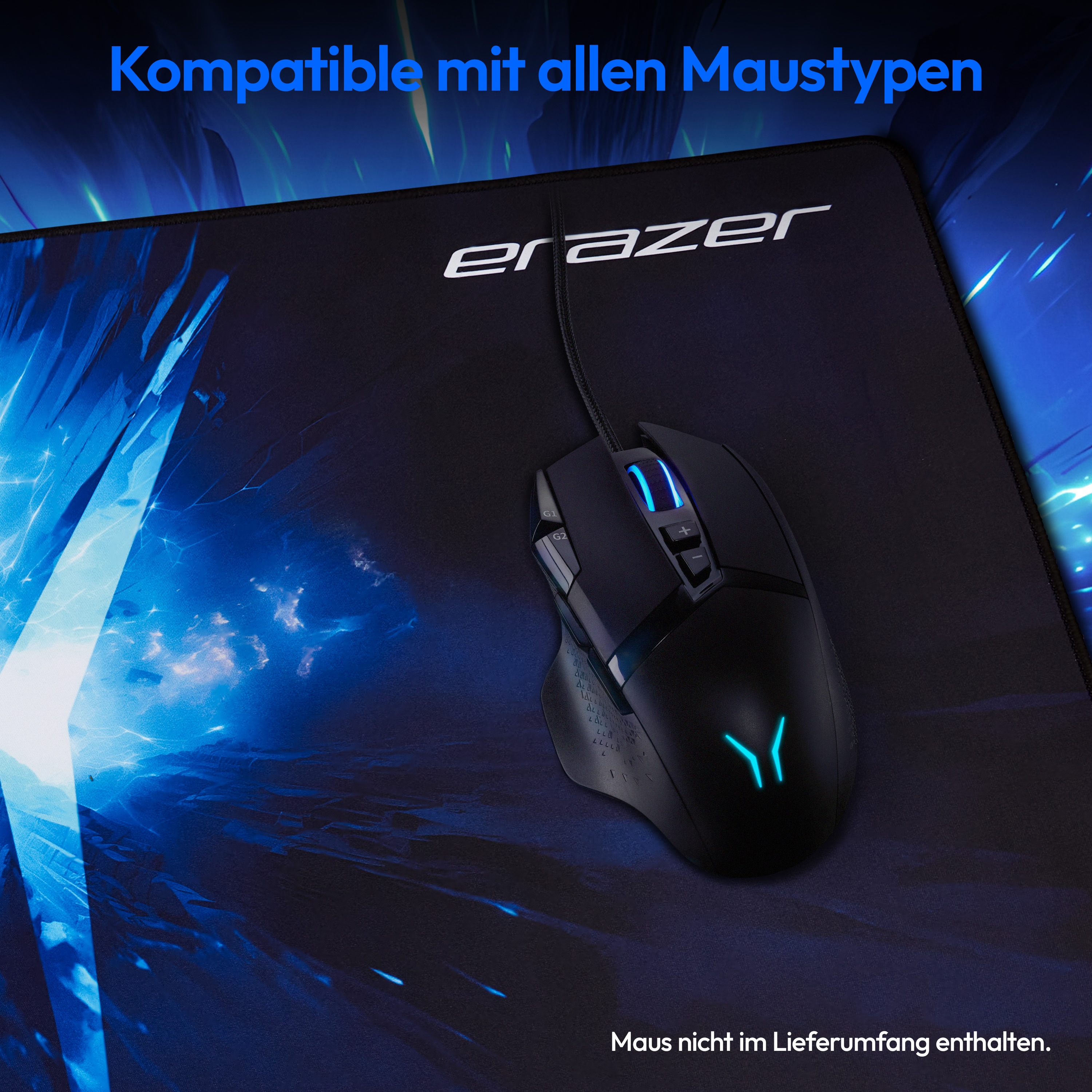 MEDION® ERAZER Templar X20 XXL Gaming Mauspad, extra groß, stark haftende Unterseite, wasserabweisend, robust, strapazierfähig, vernähter Rand
