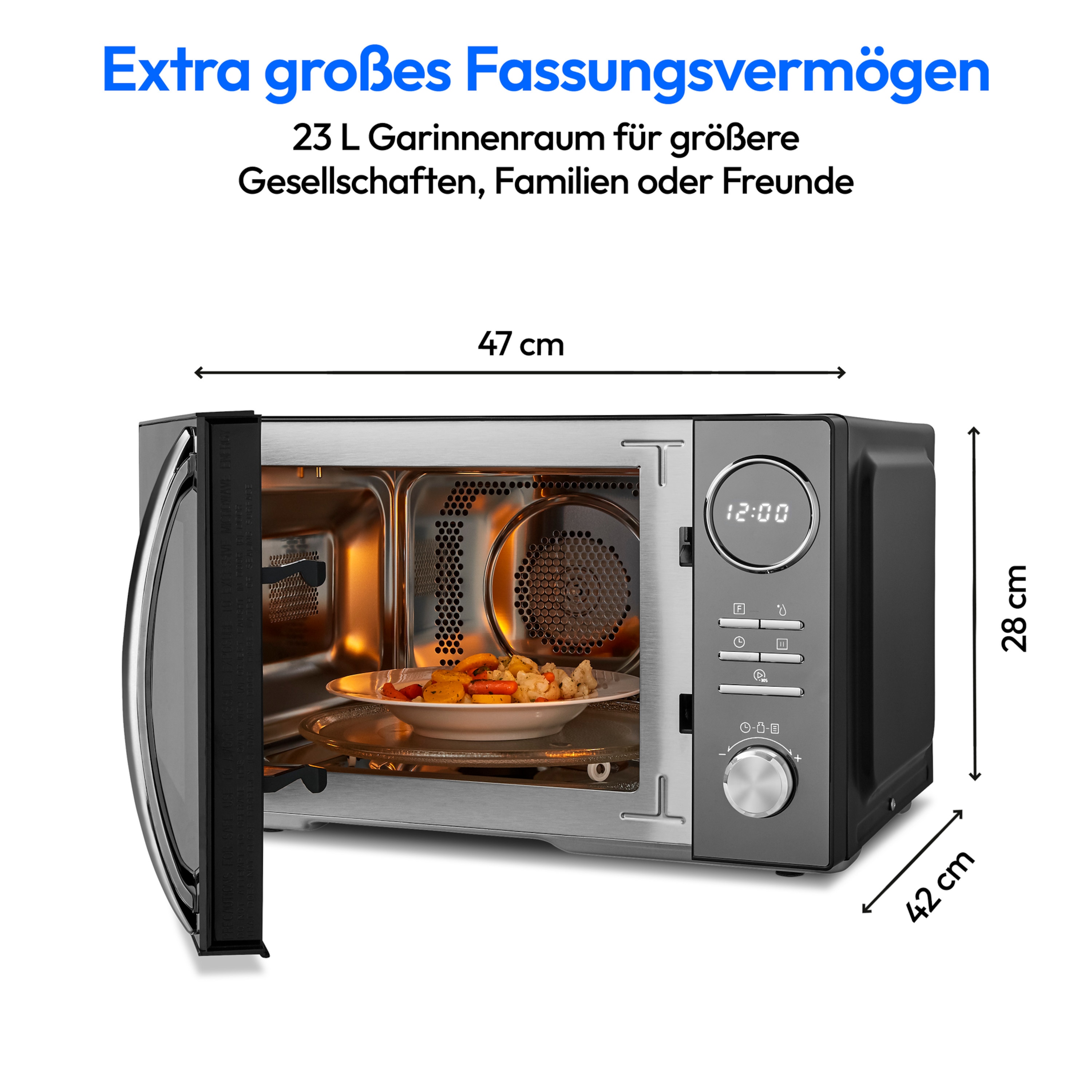 MEDION® LIFE® 3 in 1 Mikrowelle  MD 11493, Kombination aus Mikrowelle, Grill und Heißluft, 23 L, 10 Automatikprogramme, 900 W, Digitaler Timer