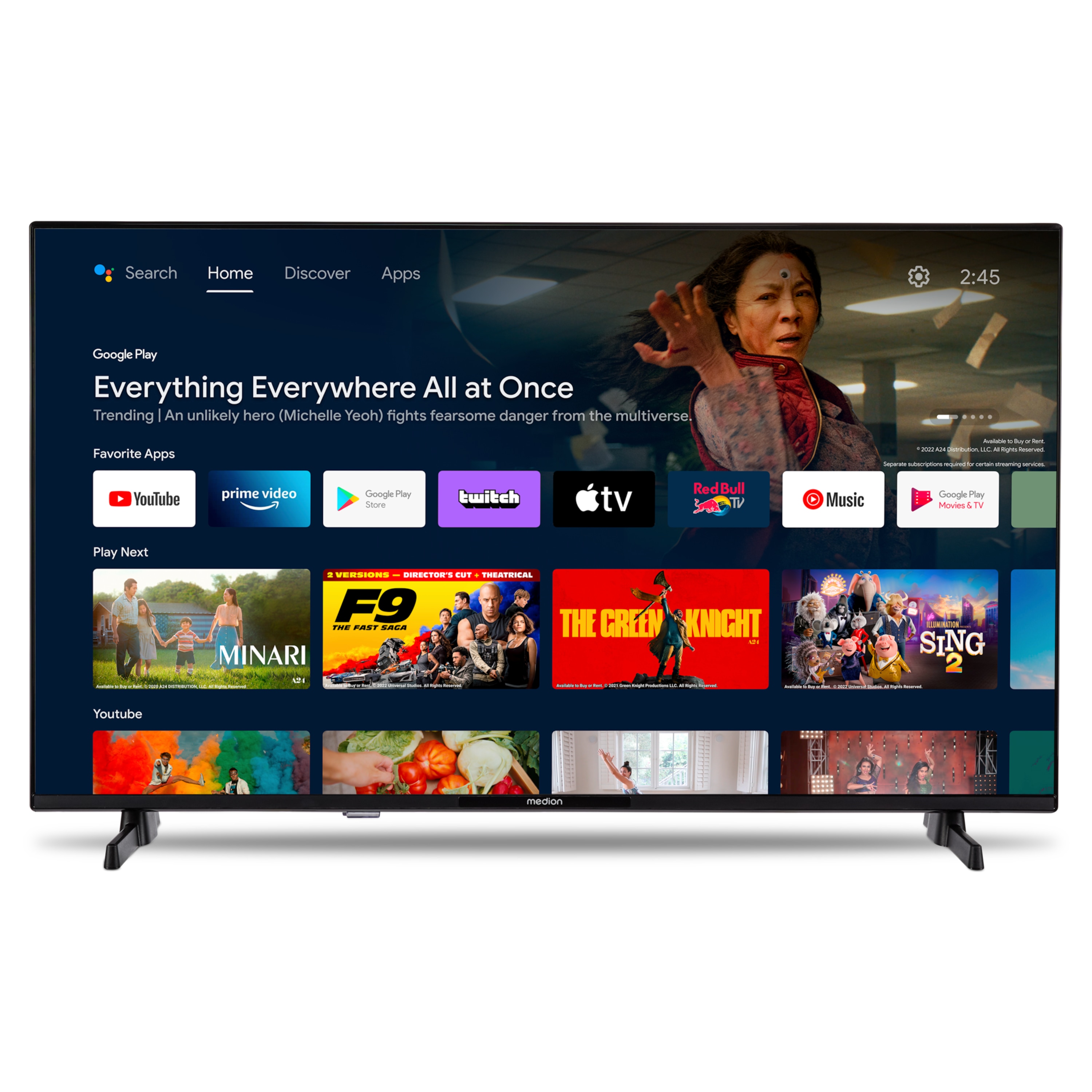 MEDION® LIFE P14031 (MD 29242) Android TV™, 100,3 cm (40''), Full HD Display, PVR ready, Bluetooth®, Netflix, Amazon Prime Video