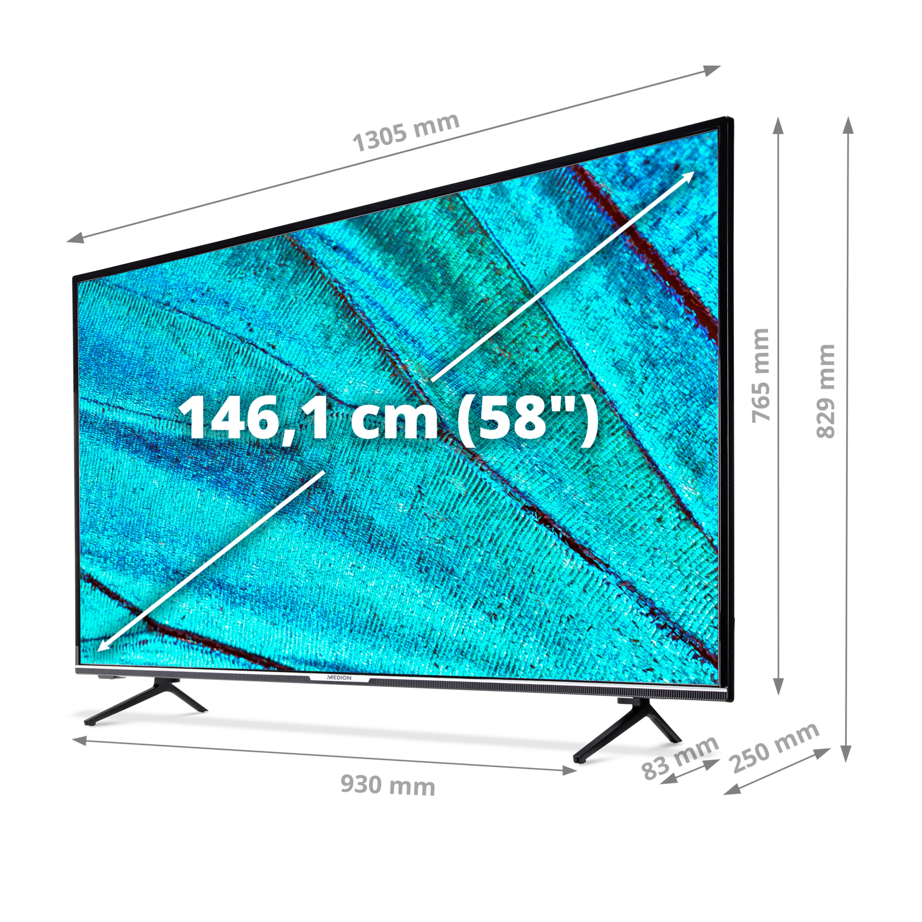 MEDION® LIFE® X15850 146,1 cm (58'') Ultra HD Smart-TV + GOOBAY Pro TILT (L) Wandhalterung - ARTIKELSET