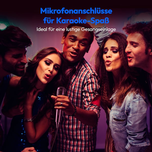 MEDION® LIFE PE-1 Pure Partylautsprecher, PLL-UKW Radio, Bluetooth® 5.4, satter Sound, verschiedene Lichteffekte, X-Bass Bassanhebung, inkl. Mikrofon, 2 x 25 W RMS Ausgangsleistung