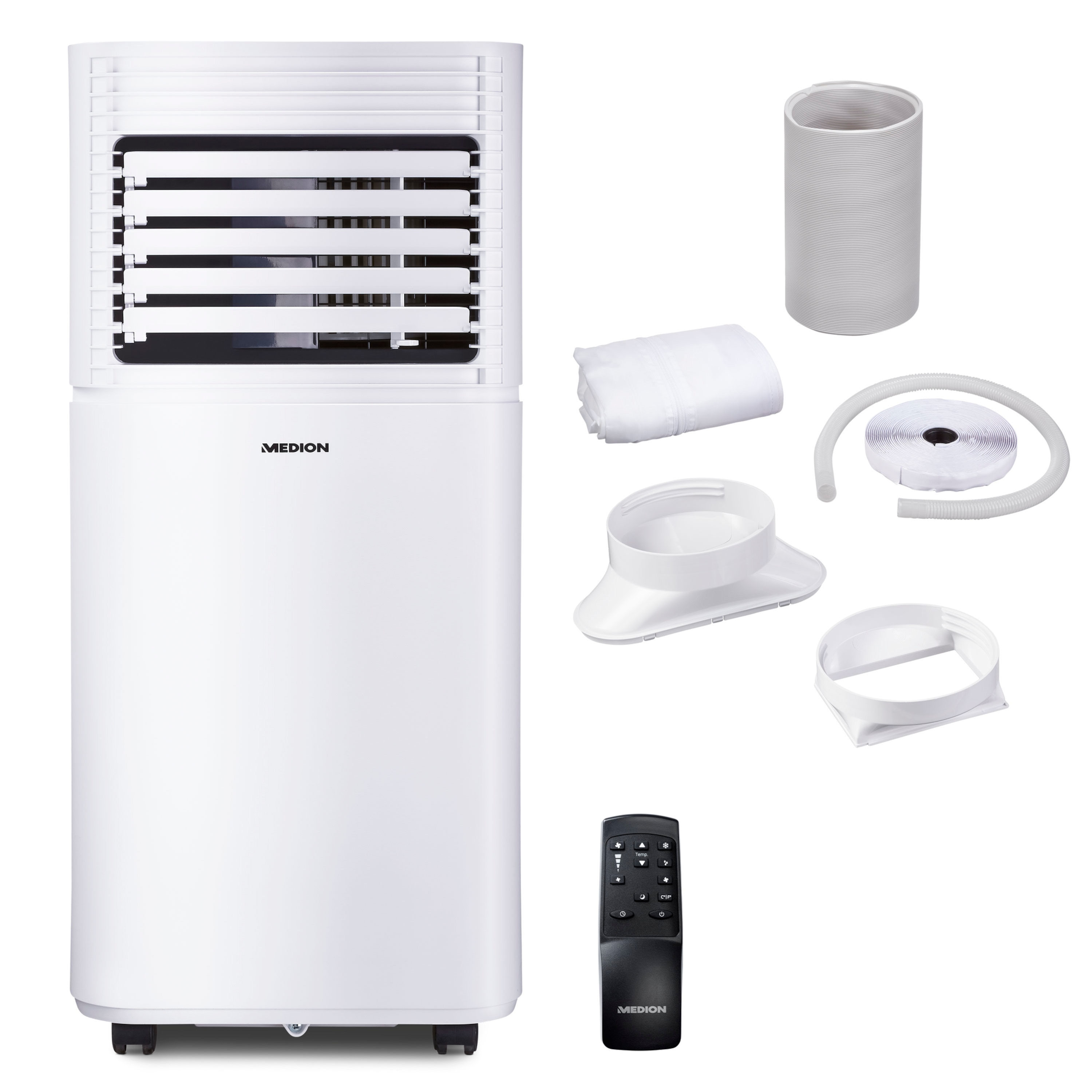 MEDION® LIFE® E900 Klimaanlage (MD 37387), Energieeffizienzklasse A, Kühlen, Entfeuchten und Ventilieren, Kühlleistung 9.000 BTU, Kühlmittel R290, max. 32m², Inkl. Fenster-Kit