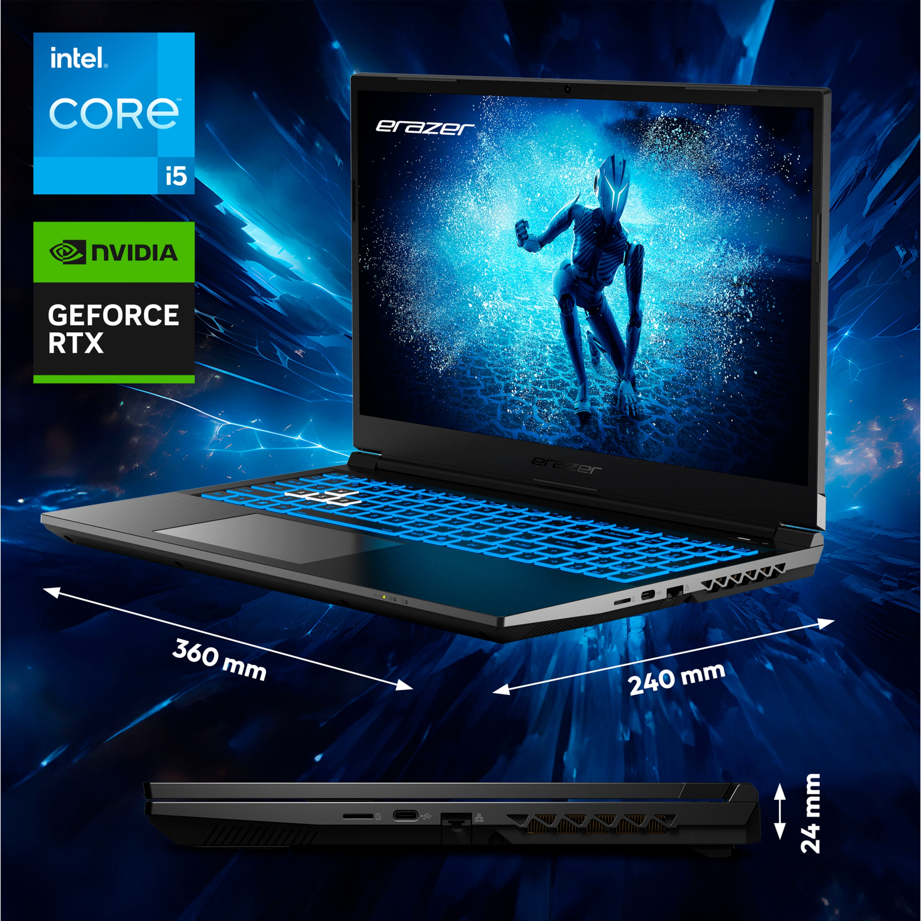 MEDION® ERAZER Deputy P60i Core Gaming Laptop, Intel® Core™ i5-13420H, Windows 11 Home, 39,6 cm (15,6'') FHD Display mit 144 Hz, NVIDIA® GeForce RTX™ 4060, 1 TB SSD, 16 GB RAM