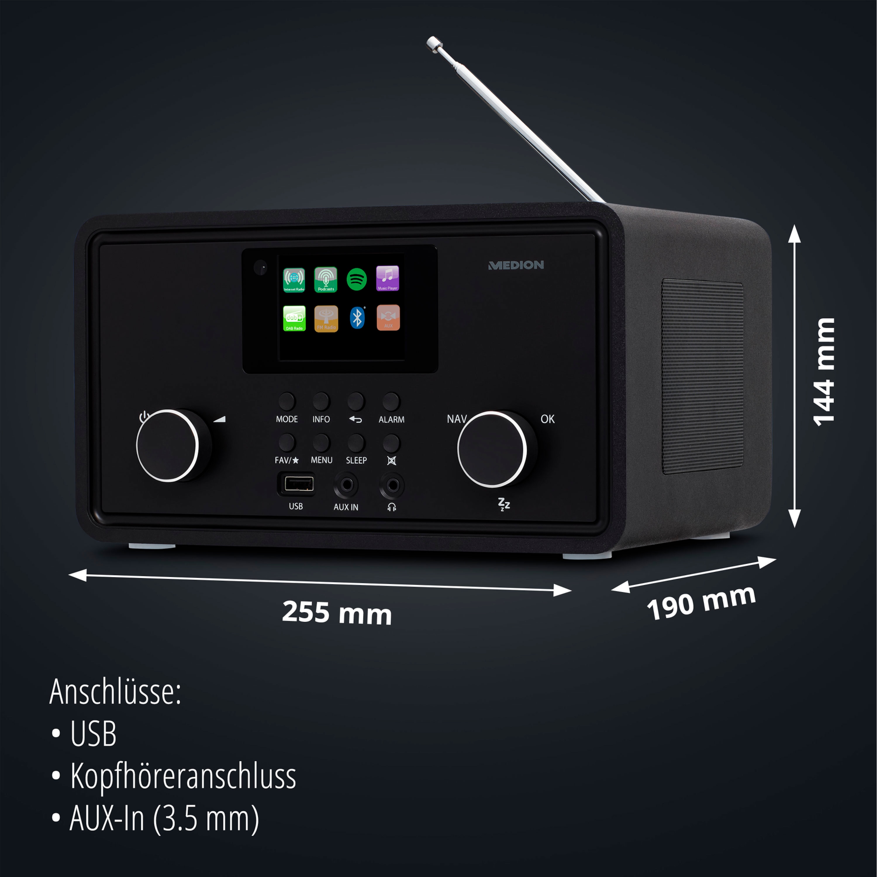 MEDION® LIFE® P85027 Stereo Internetradio, 7,1 Cm (2,8'') TFT-Display ...