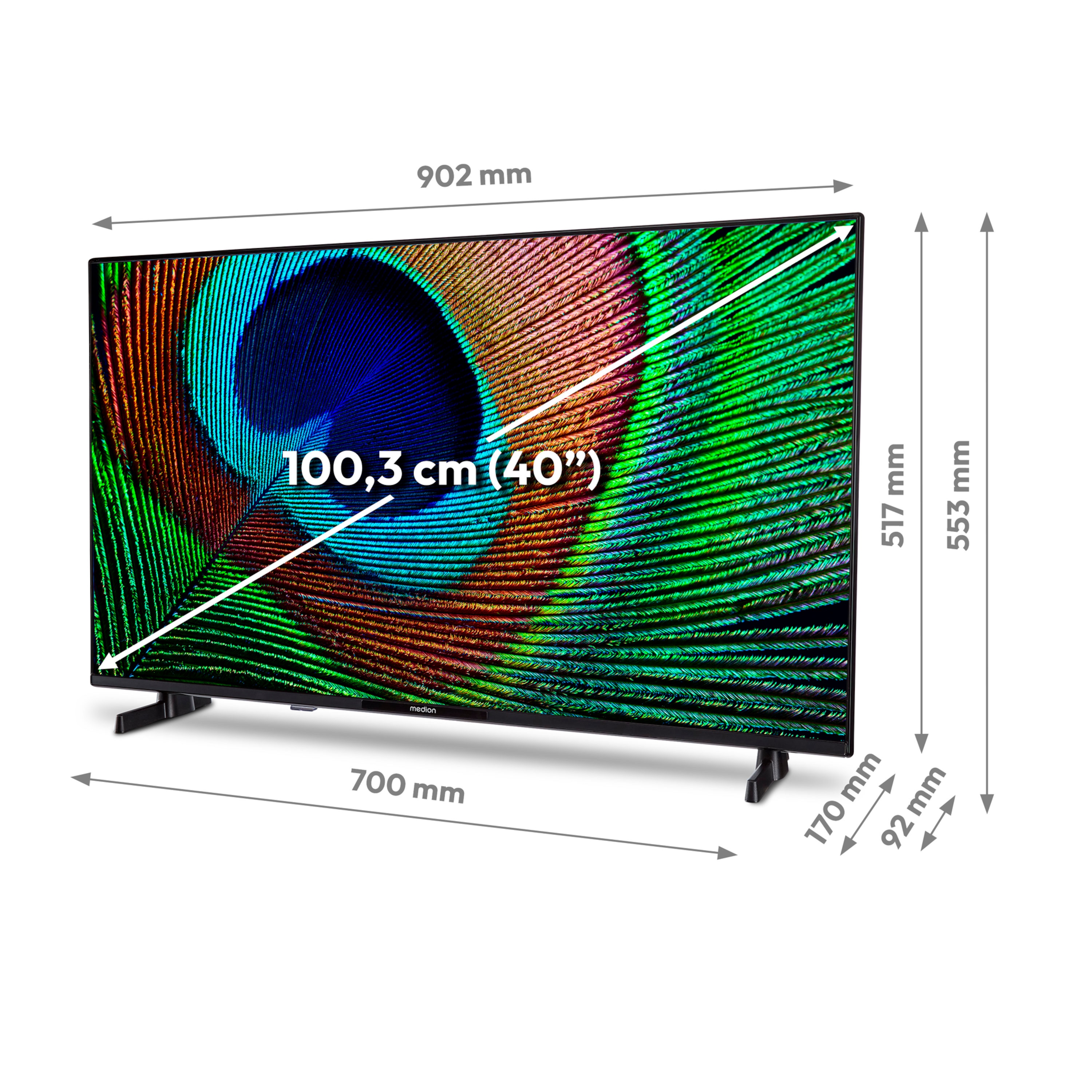 MEDION® LIFE P14031 (MD 29242) Android TV™, 100,3 cm (40''), Full HD Display, PVR ready, Bluetooth®, Netflix, Amazon Prime Video