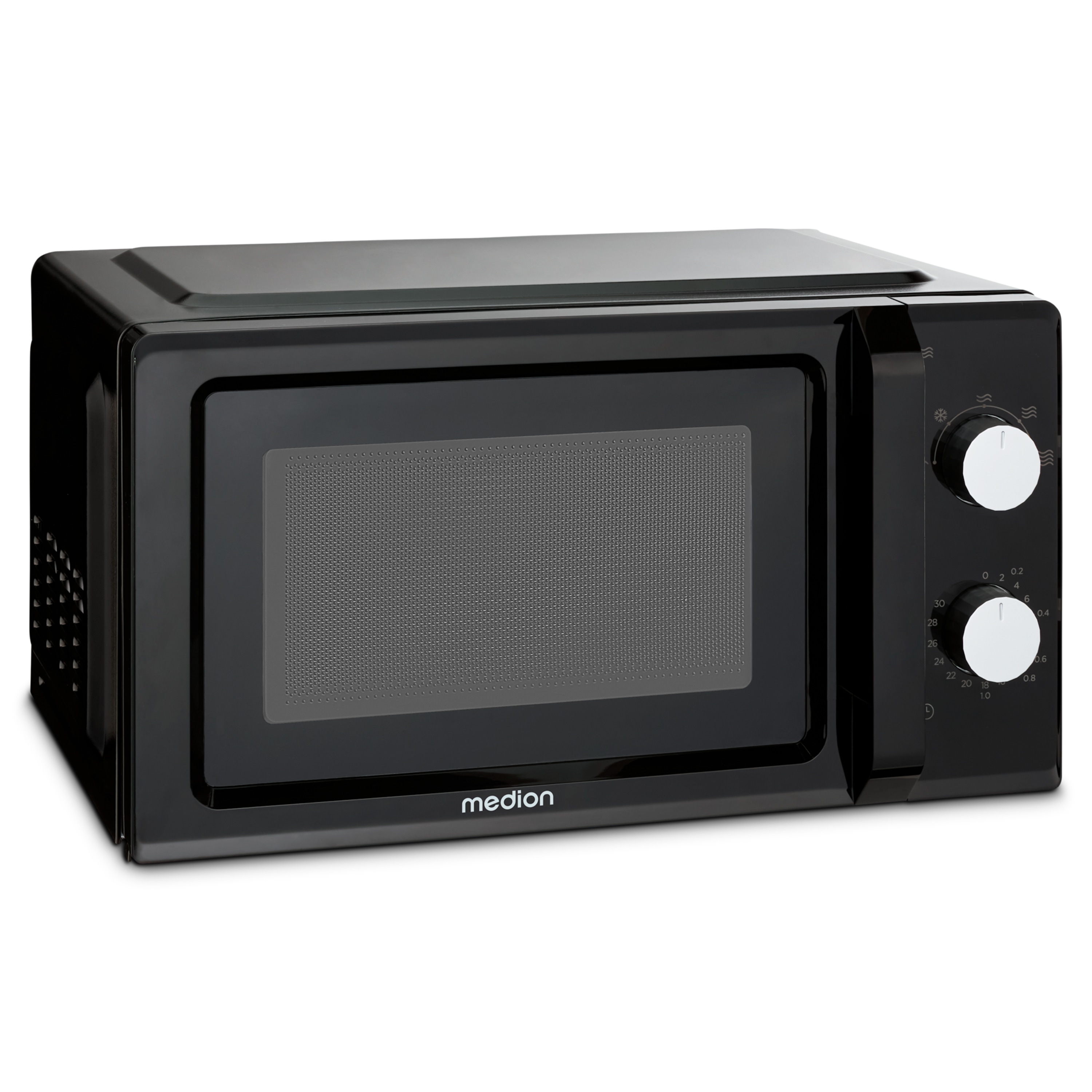 MEDION® LIFE® Mikrowelle MD 11475, 700 W Leistung, 20 L kompakt, 5 Mikrowellenstufen, Auftaufunktion, Timerfunktion